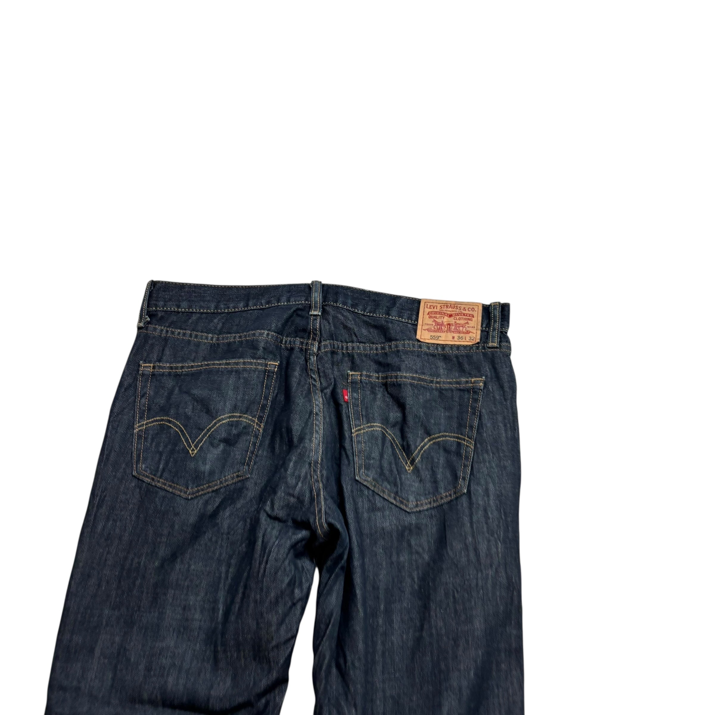 Levis 559 Jeans W36 L30 Mens Dark Blue Baggy Relaxed Straight Vintage Denim (E)