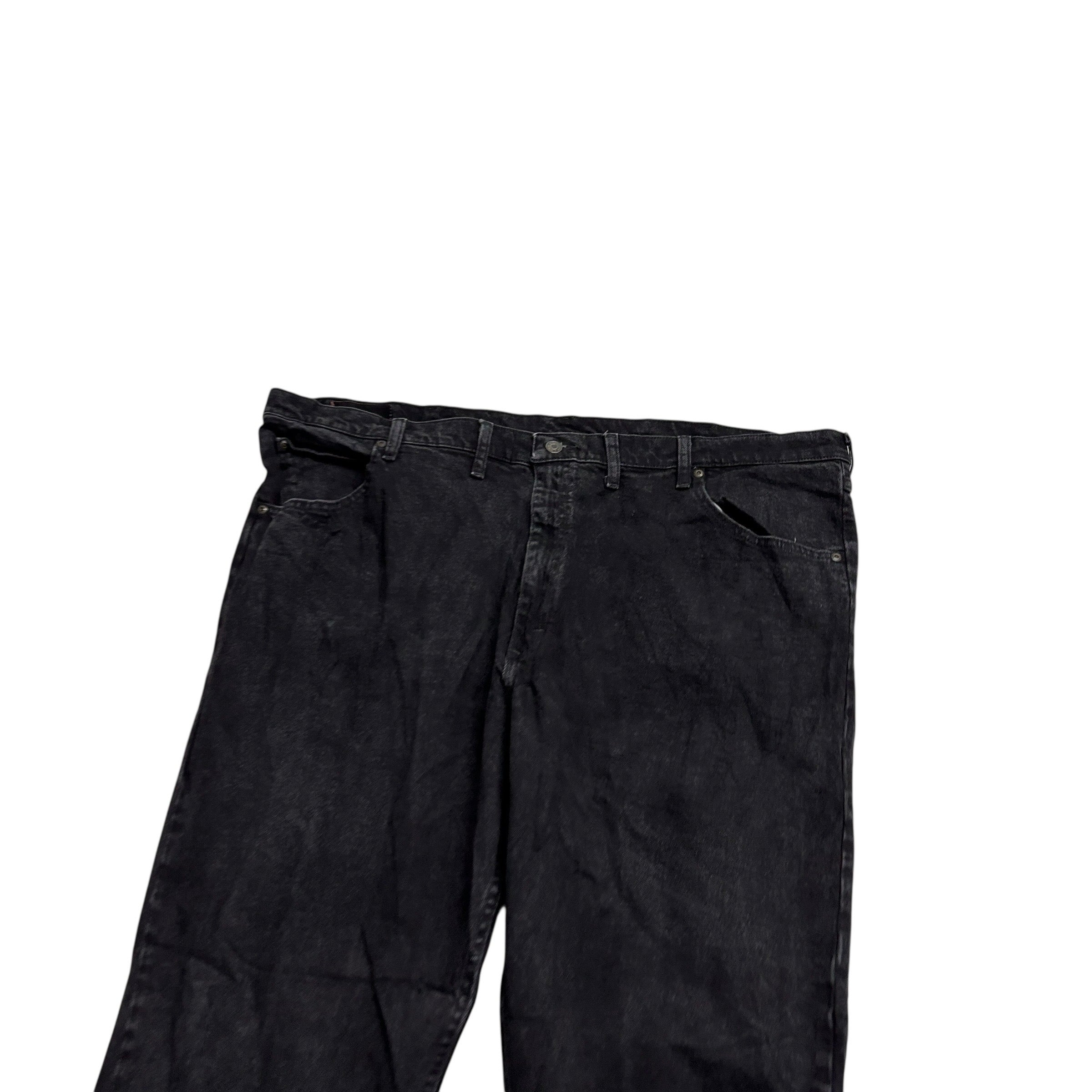 Wrangler Jeans W46 L30 Mens Black Relaxed Straight Fit Stretch Denim (E)