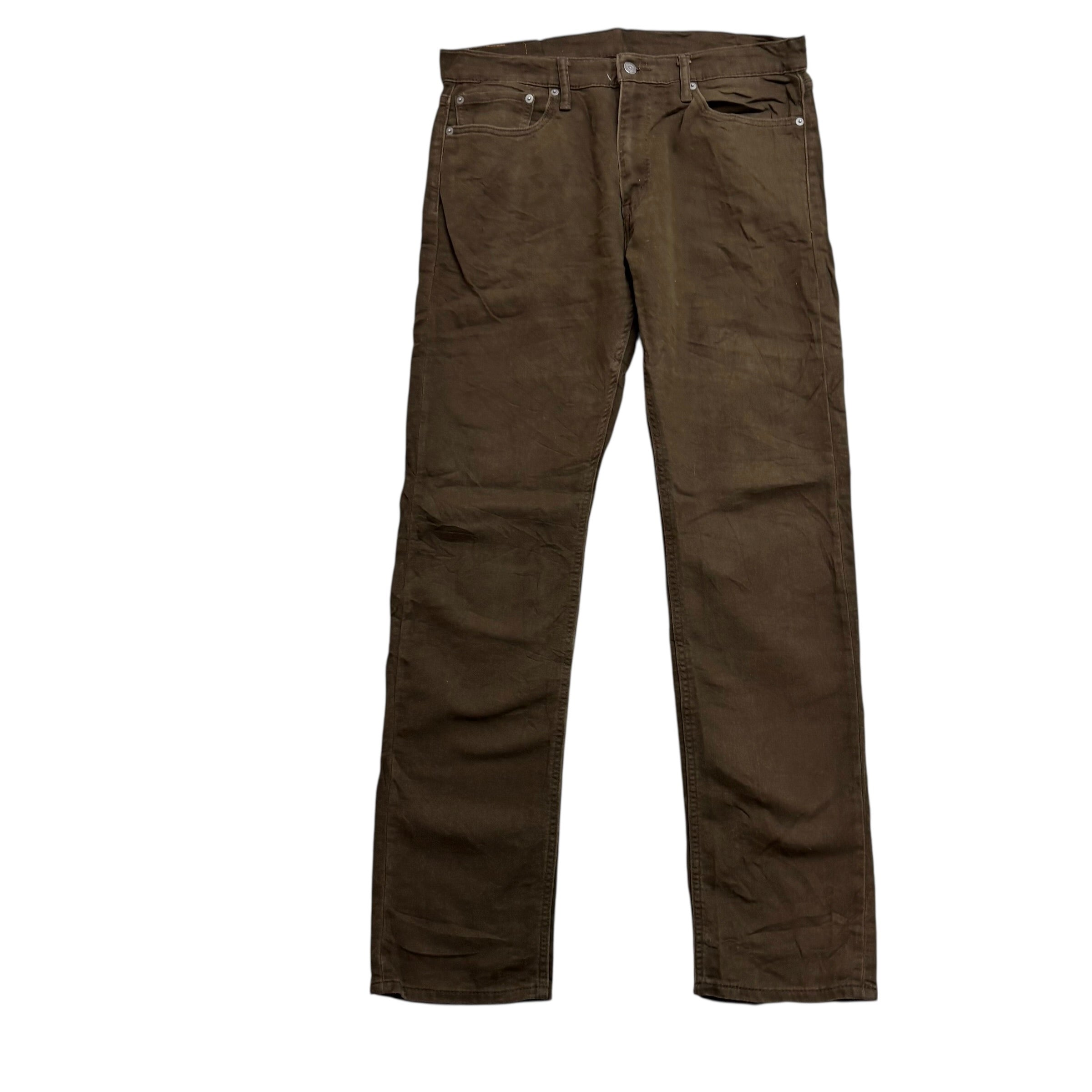 Levis 514 Trousers W34 L34 Mens Brown Slim Straight Fit Stretch Pants