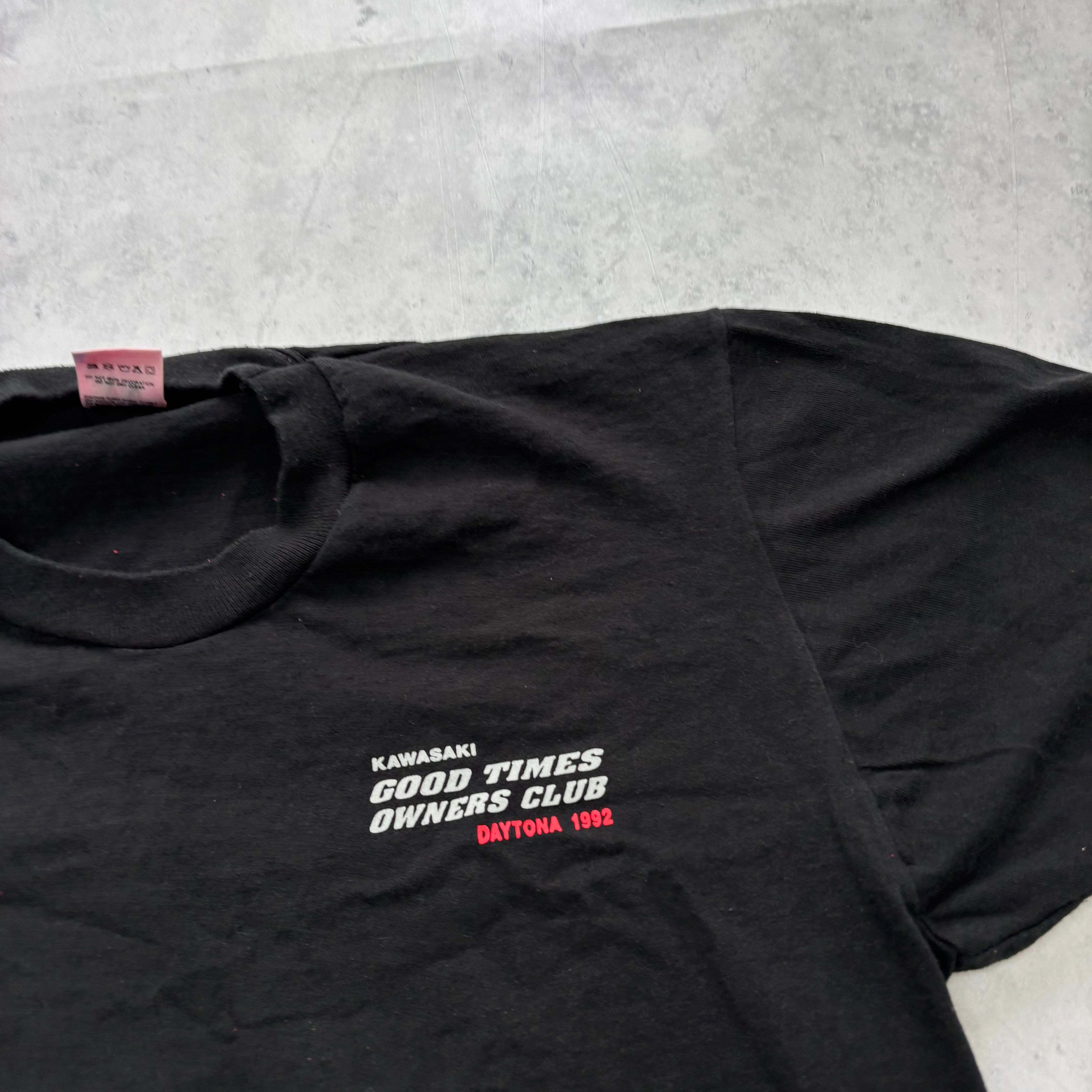 Vintage T Shirt Mens Large Black Single Stitch Graphic Print 90s Racing Daytona (E)