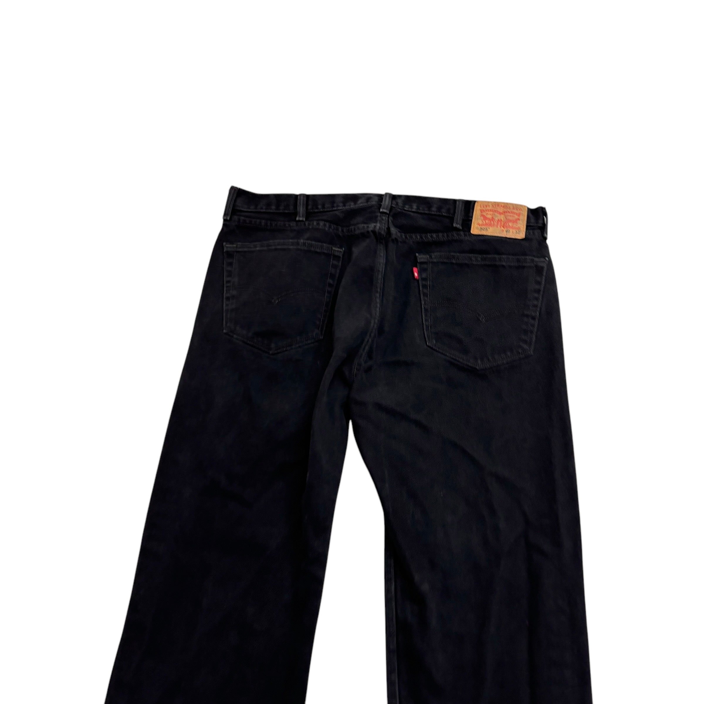 Levis 505 Jeans W40 L32 Mens Black Regular Straight Fit Denim (E)