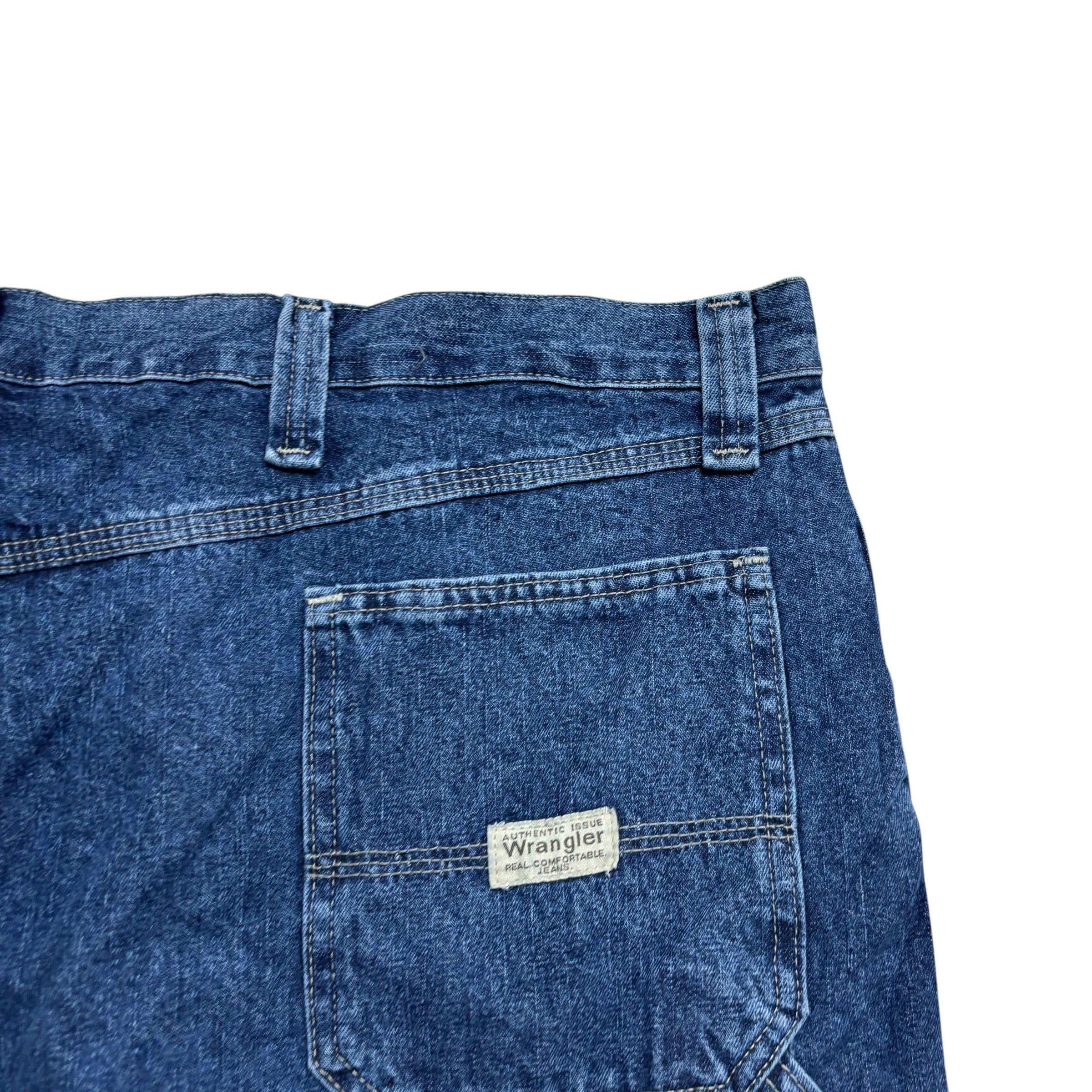Wrangler Jorts W48 Mens Mid Blue Denim Shorts Baggy Relaxed Carpenter (E)