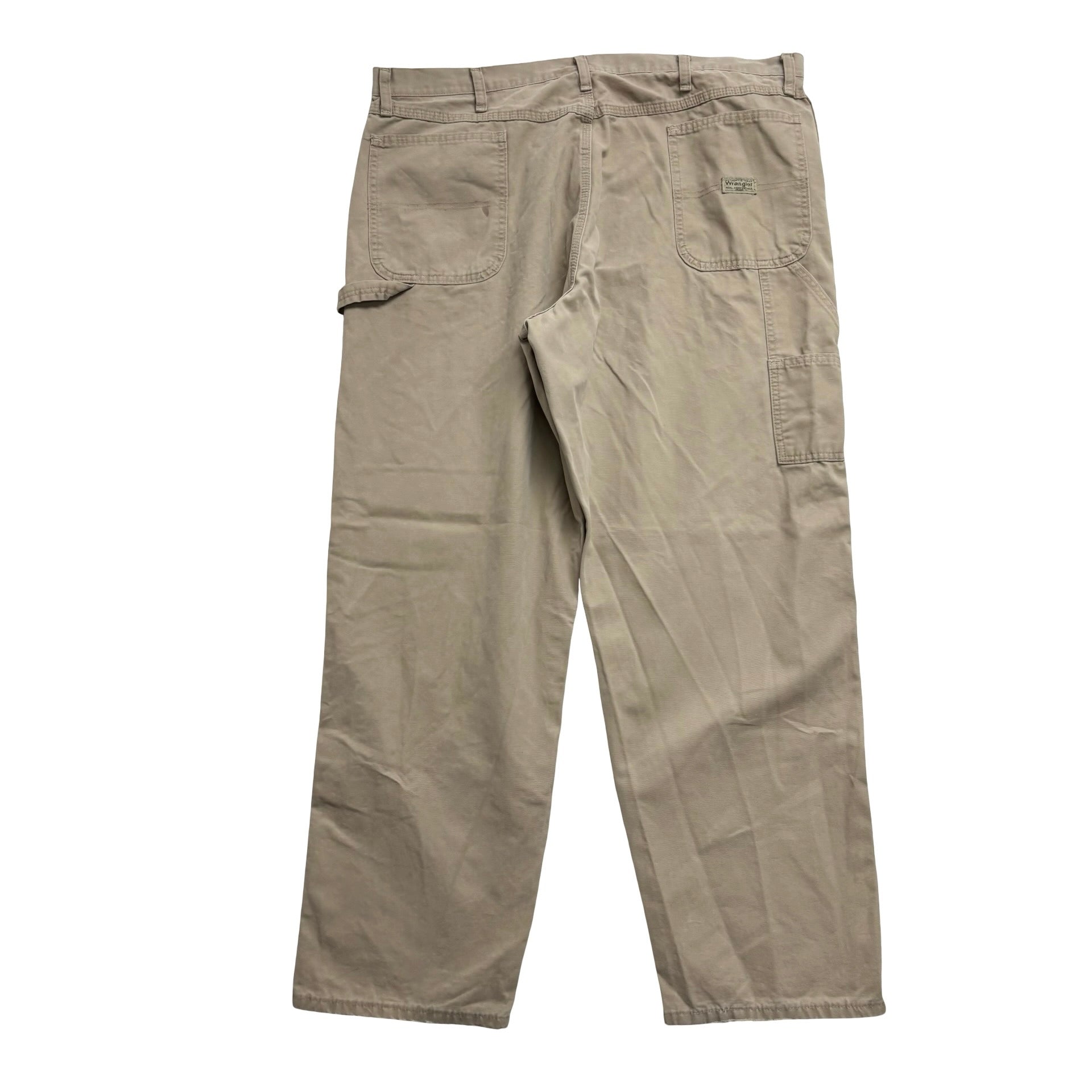 Wrangler Carpenter Trousers W42 L32 Mens Beige Baggy Relaxed Fit (F)