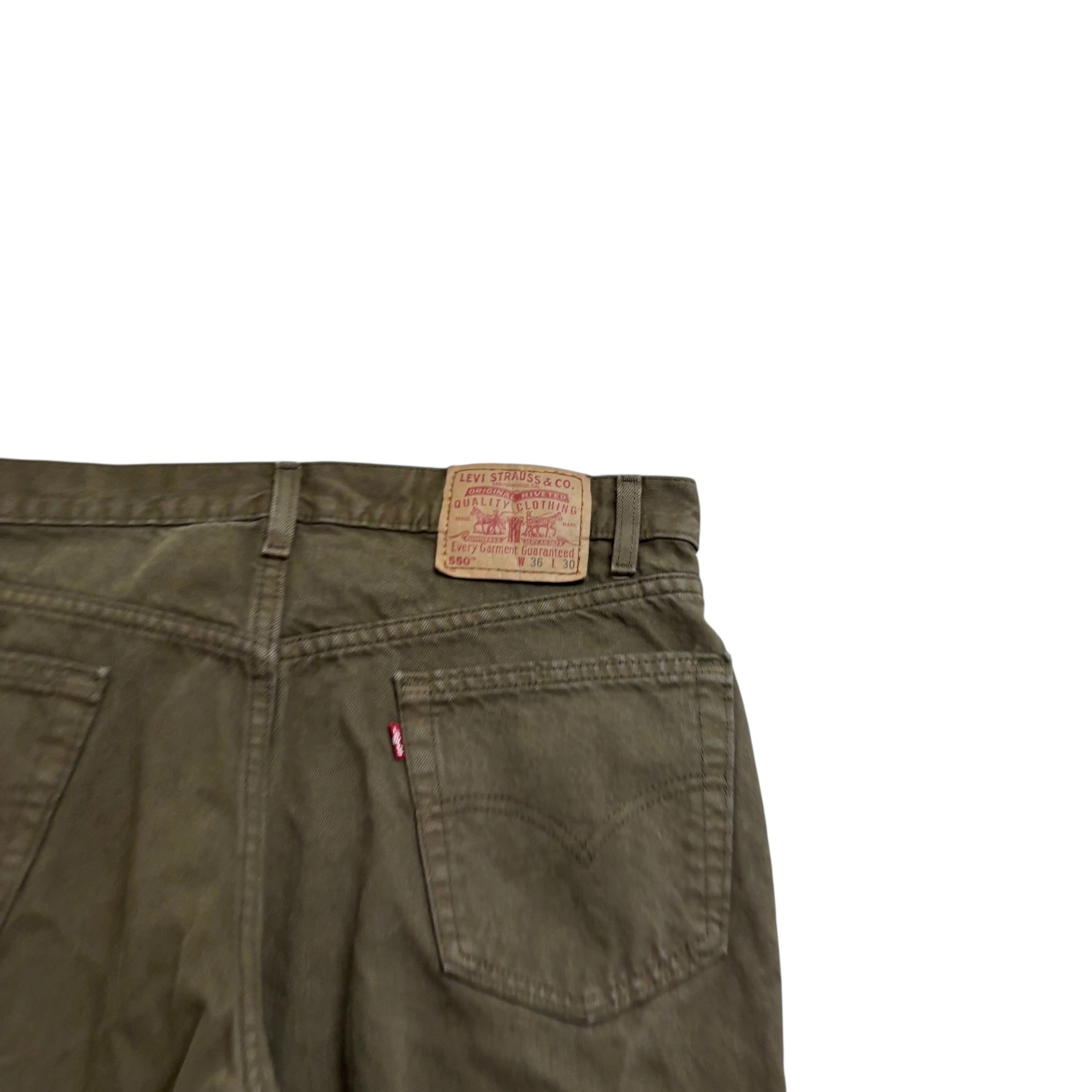 Levis 550 Jeans W36 L30 Mens Green Relaxed Straight Fit Made In USA Vintage (E)