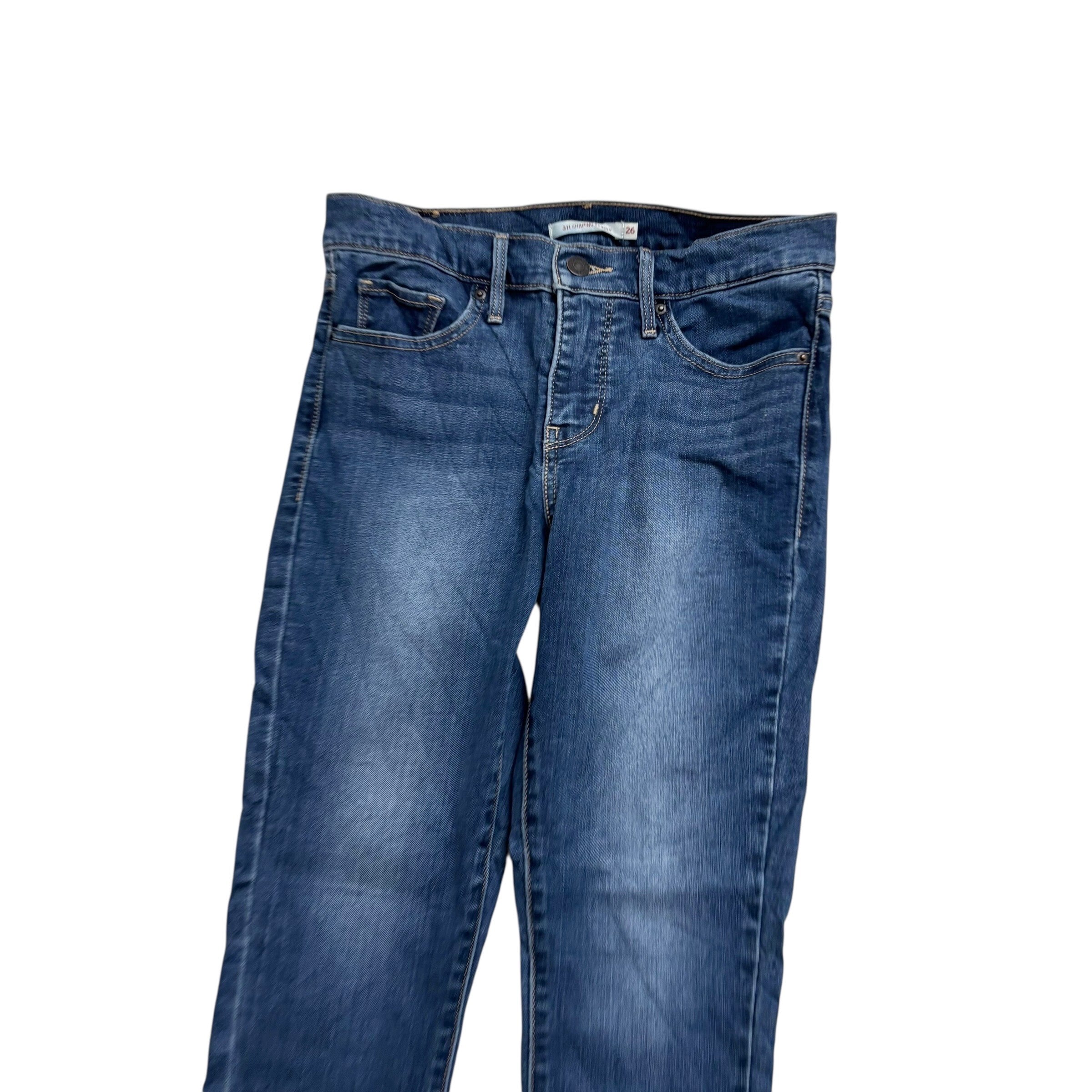 Levis 311 Jeans W26 L26 Womens Shaping Skinny Dark Blue Stretch Denim (E)