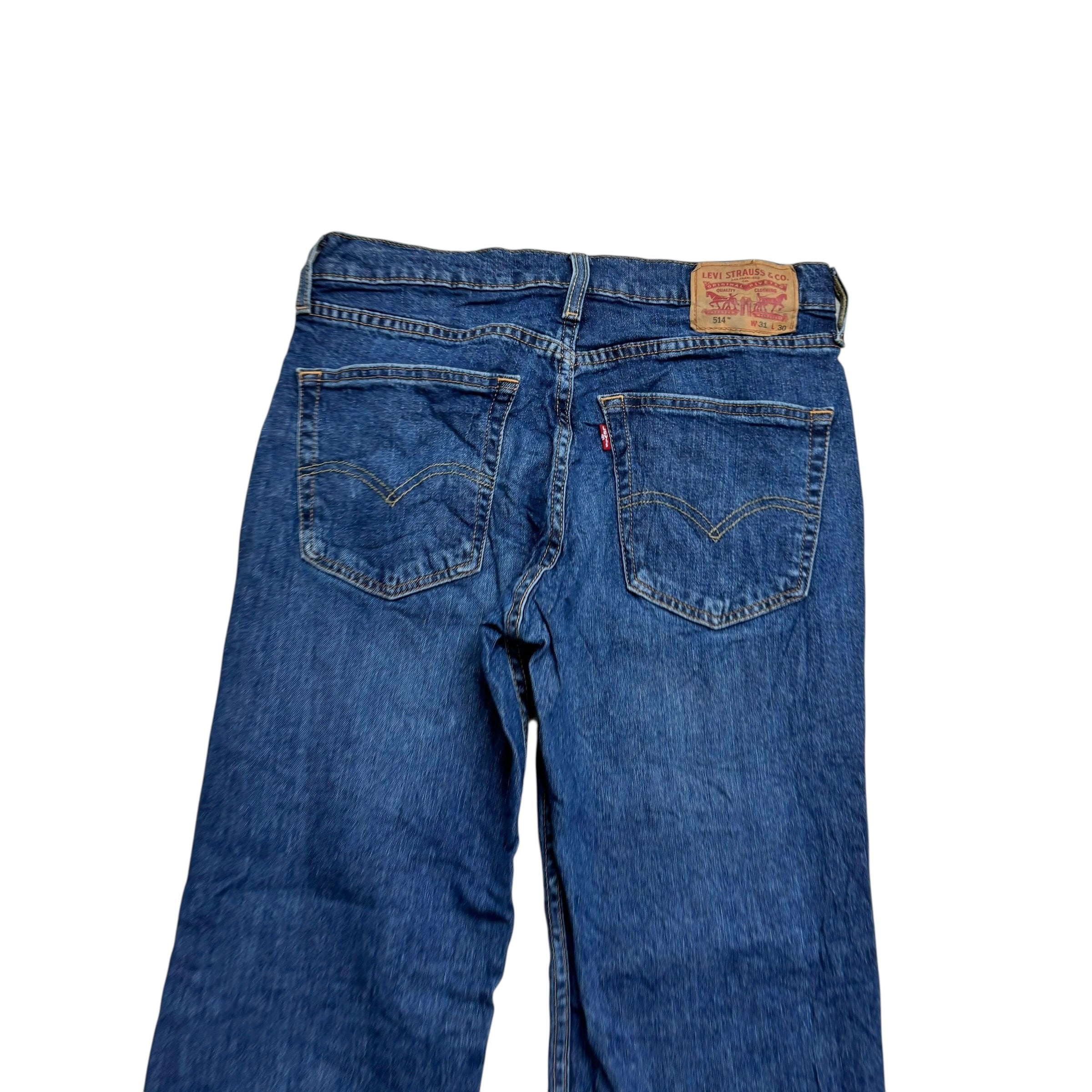 Levis 514 Jeans W31 L30 Mens Mid Blue Regular Straight Fit Stretch Denim (E)