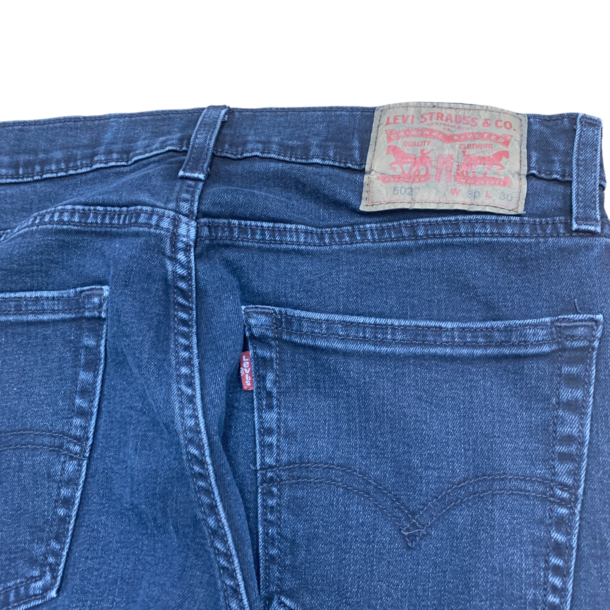 Levis 502 Jeans W30 L30 Mens Blue Regular Taper Fit Stretch Denim