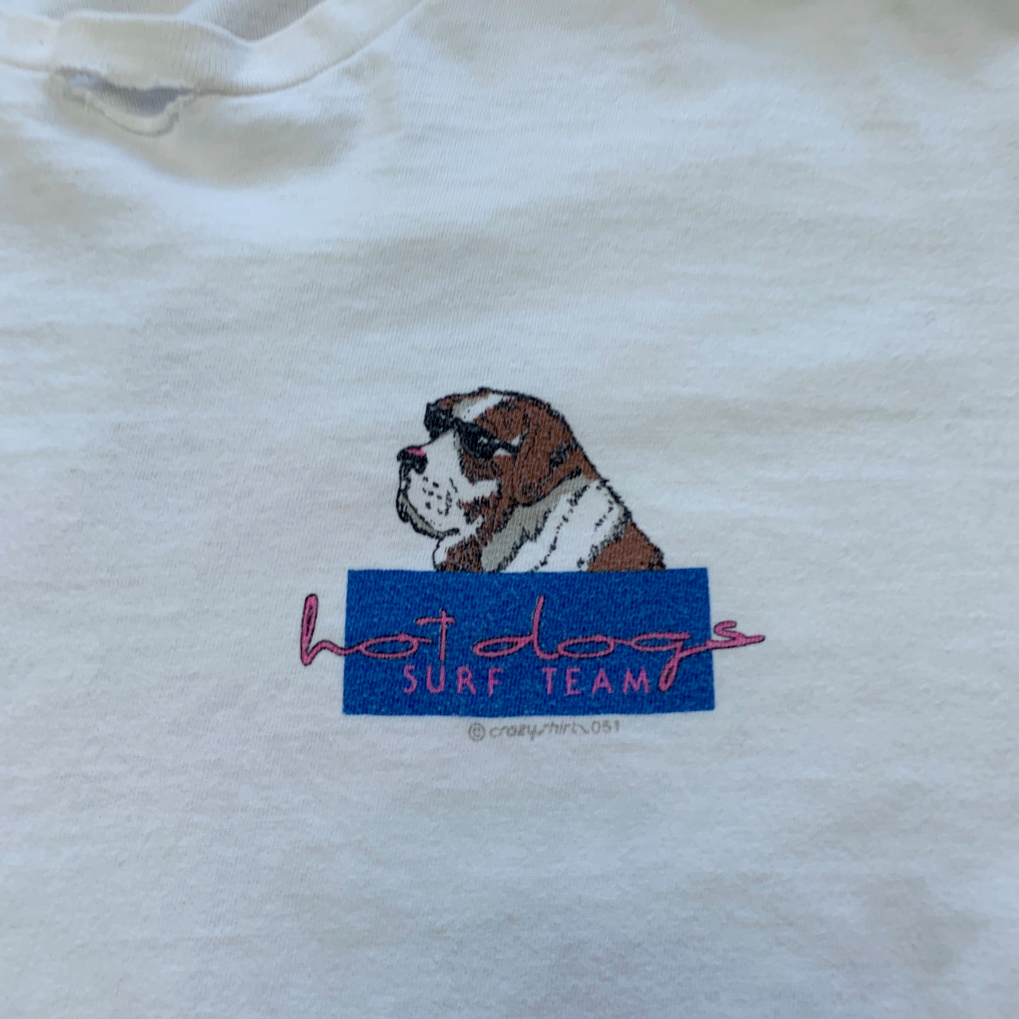 Vintage T Shirt Mens XL White Single Stitch Graphic Print 90s USA Surf Dogs