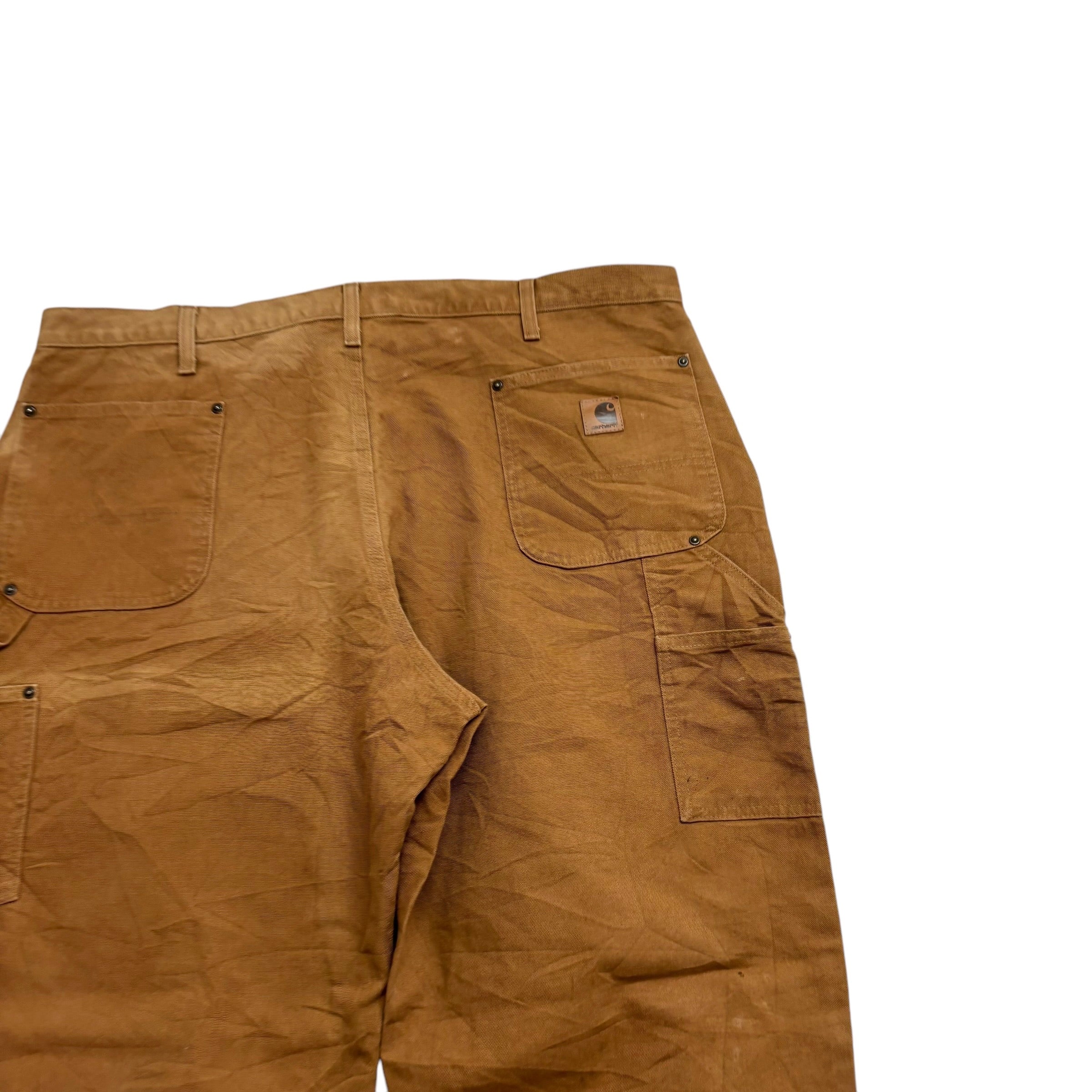 Carhartt Carpenter Pants W42 L32 Mens Double Knee Tan Relaxed Fit Trousers