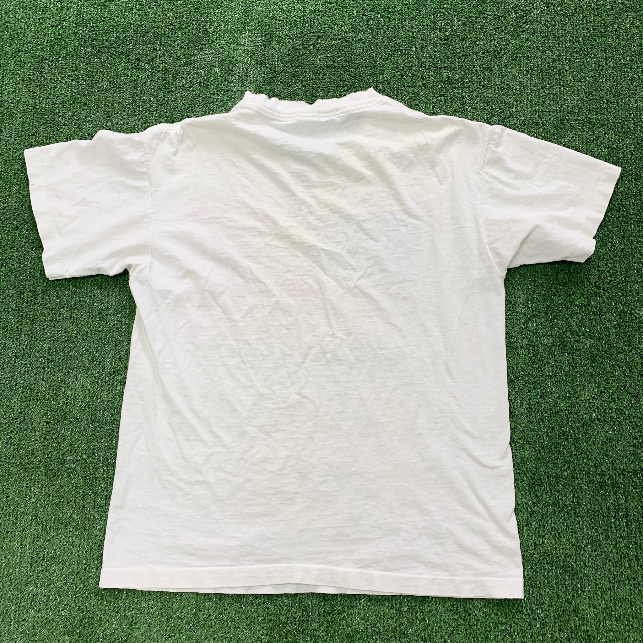 Vintage T Shirt Mens Small White Single Stitch Graphic Print 80s USA Baseball