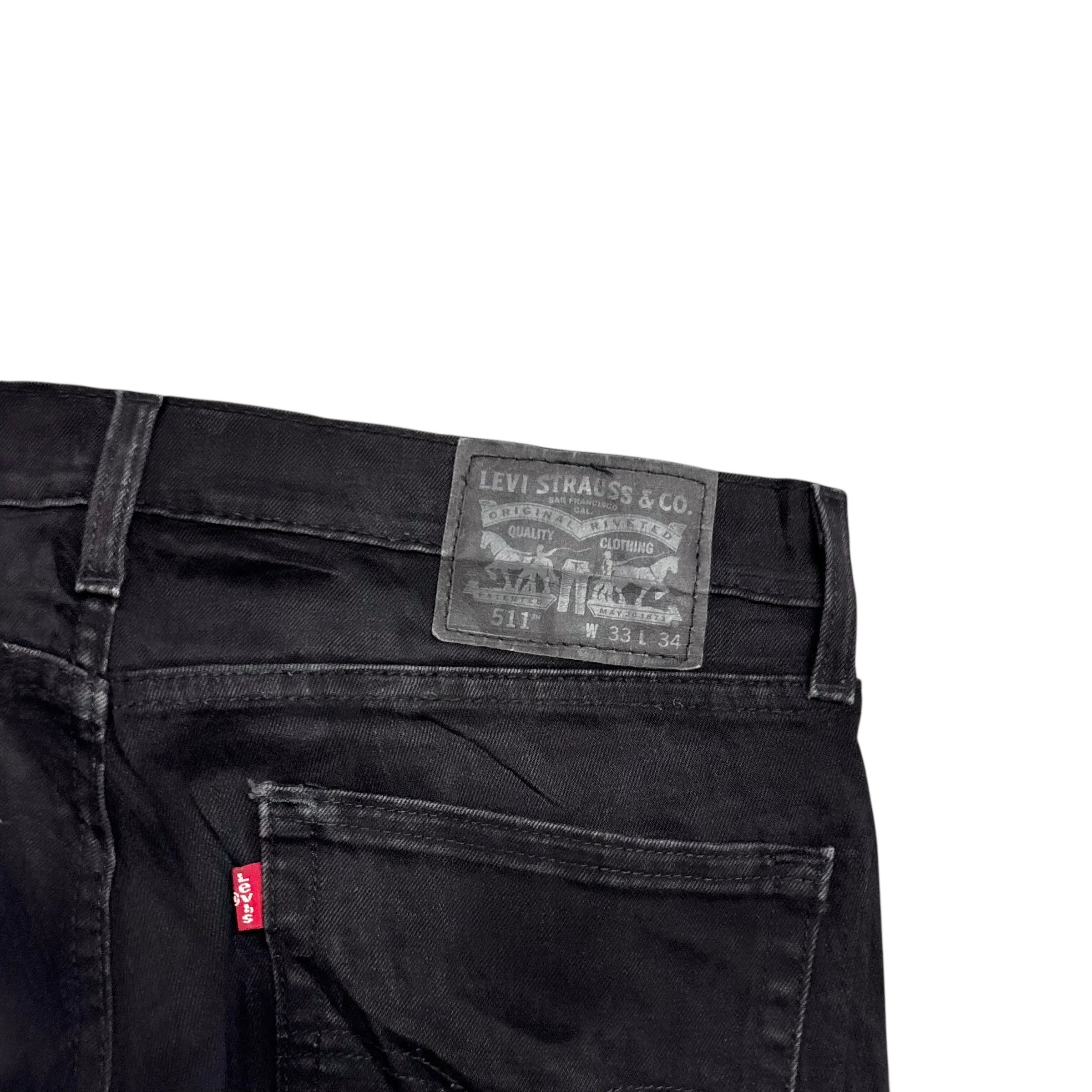 Levis 511 Jeans W33 L34 Mens Black Slim Fit Stretch Denim