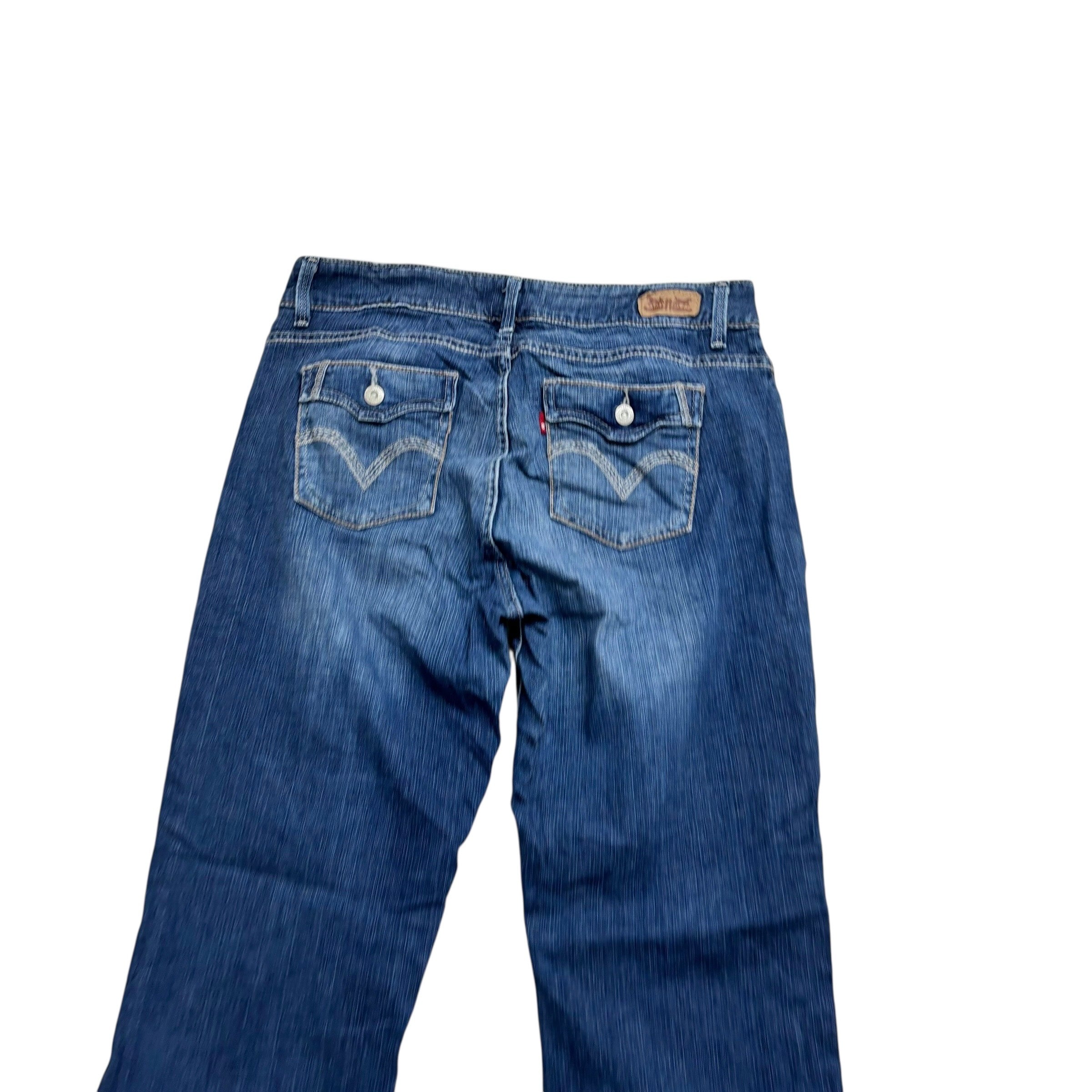 Levis 529 Jeans W32 L32 Womens Curvy Bootcut Mid Blue Stretch Denim (E)