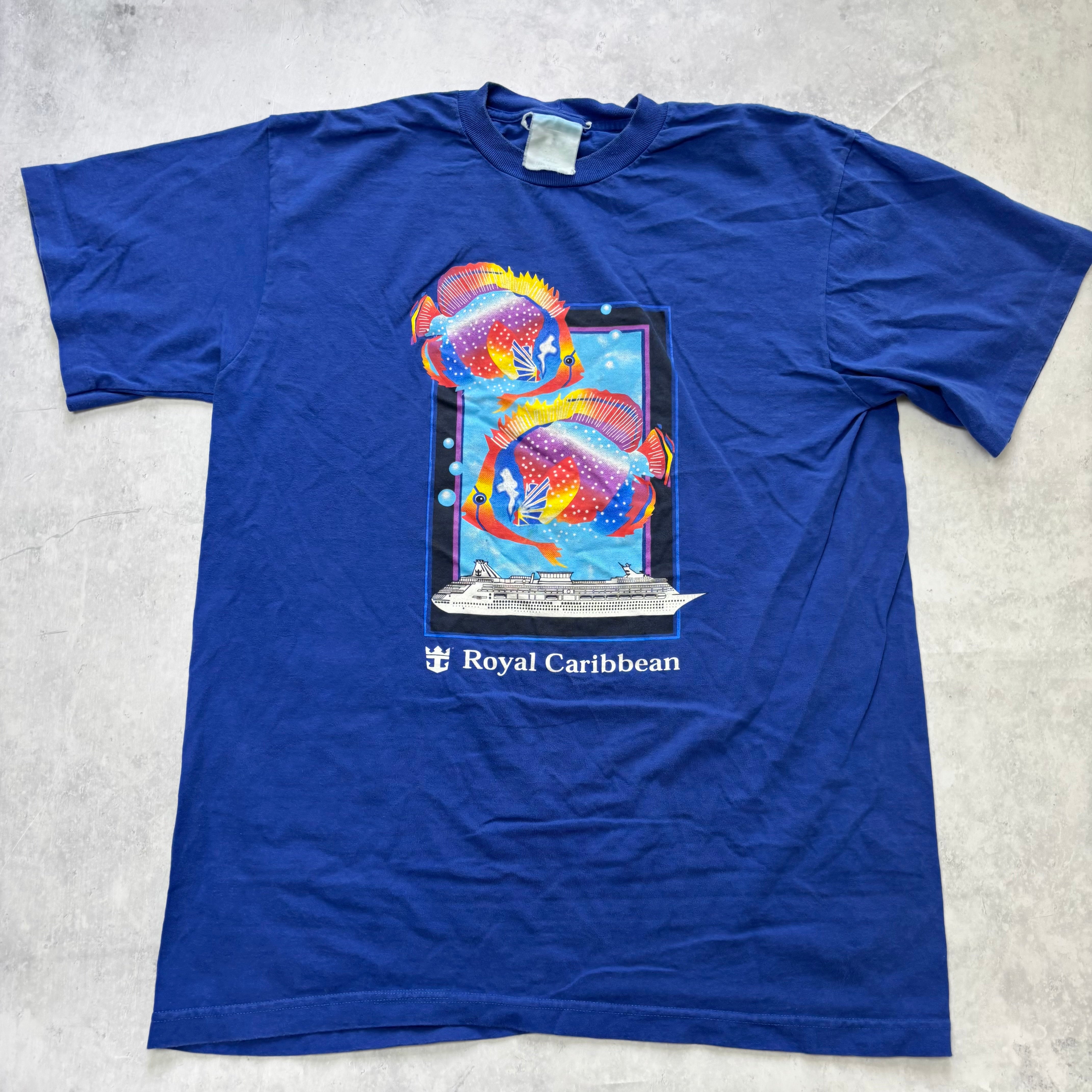 Vintage T Shirt Mens XL Blue Single Stitch Graphic Print 90s Tourist USA (E)