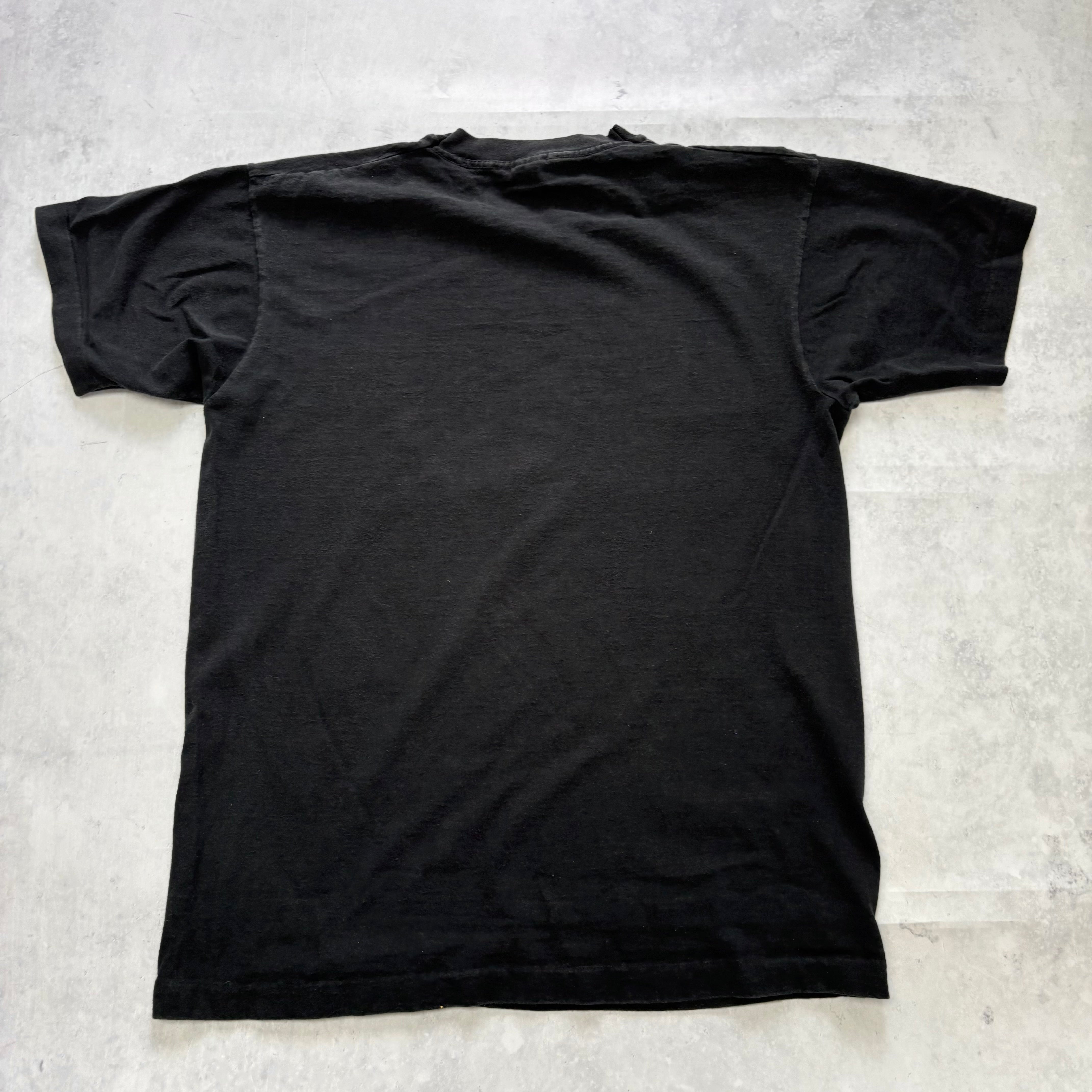 Vintage T Shirt Mens Large Black Single Stitch Graphic Print 90s Racing