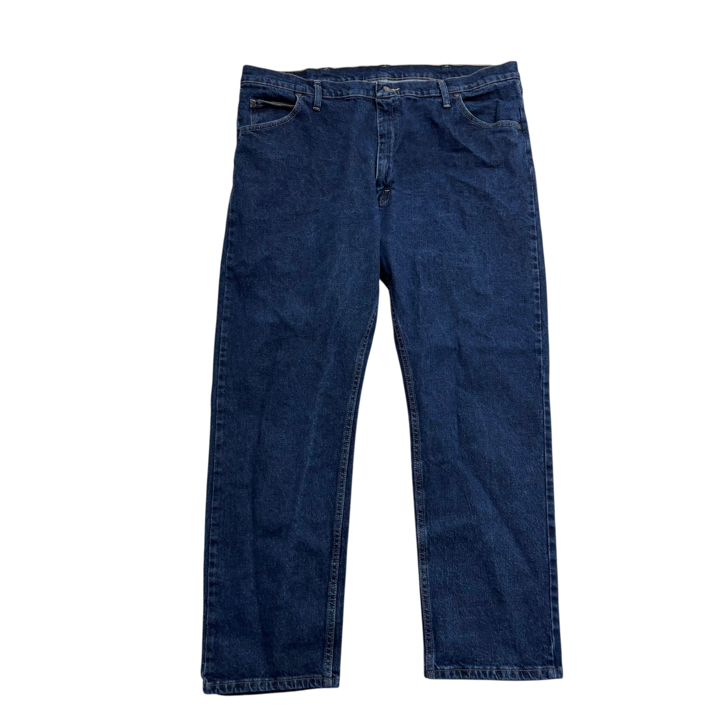 Wrangler Jeans W42 L30 Mens Dark Blue Regular Straight Fit Stretch Denim (E)