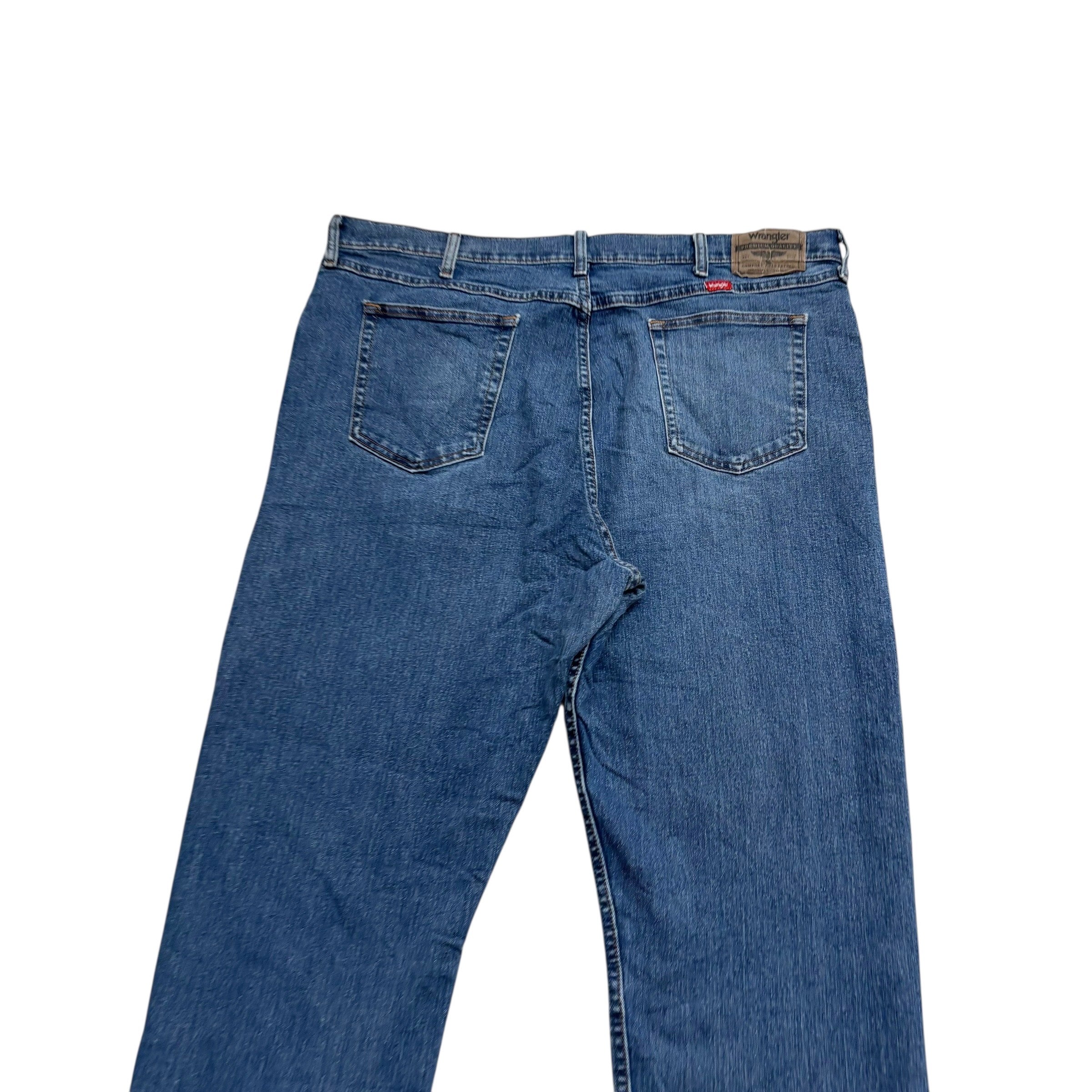 Wrangler Jeans W40 L32 Mens Mid Blue Relaxed Straight Fit Stretch Denim (E)