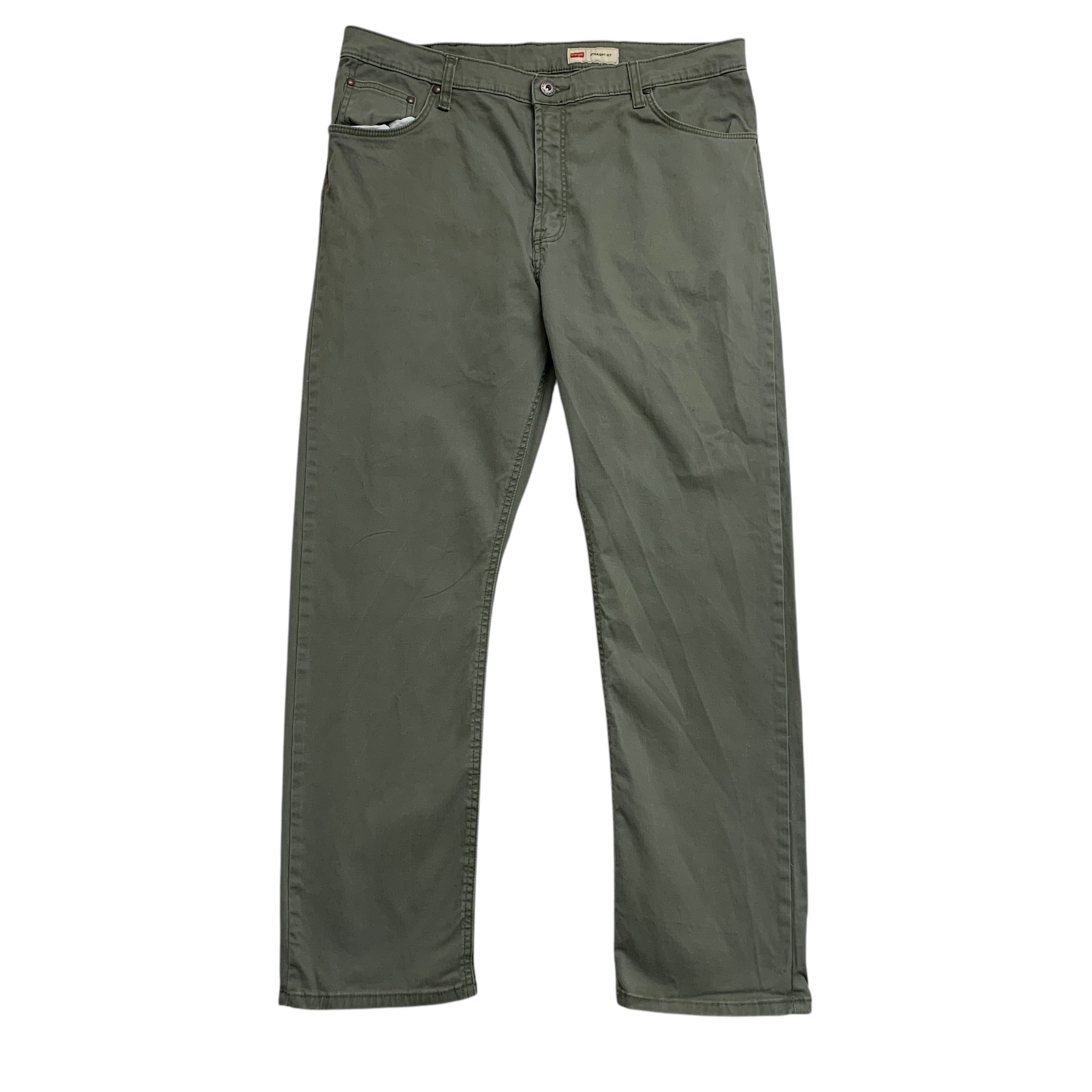 Wrangler Trousers W38 L30 Mens Green Olive Straight Fit Stretch Cotton Pants