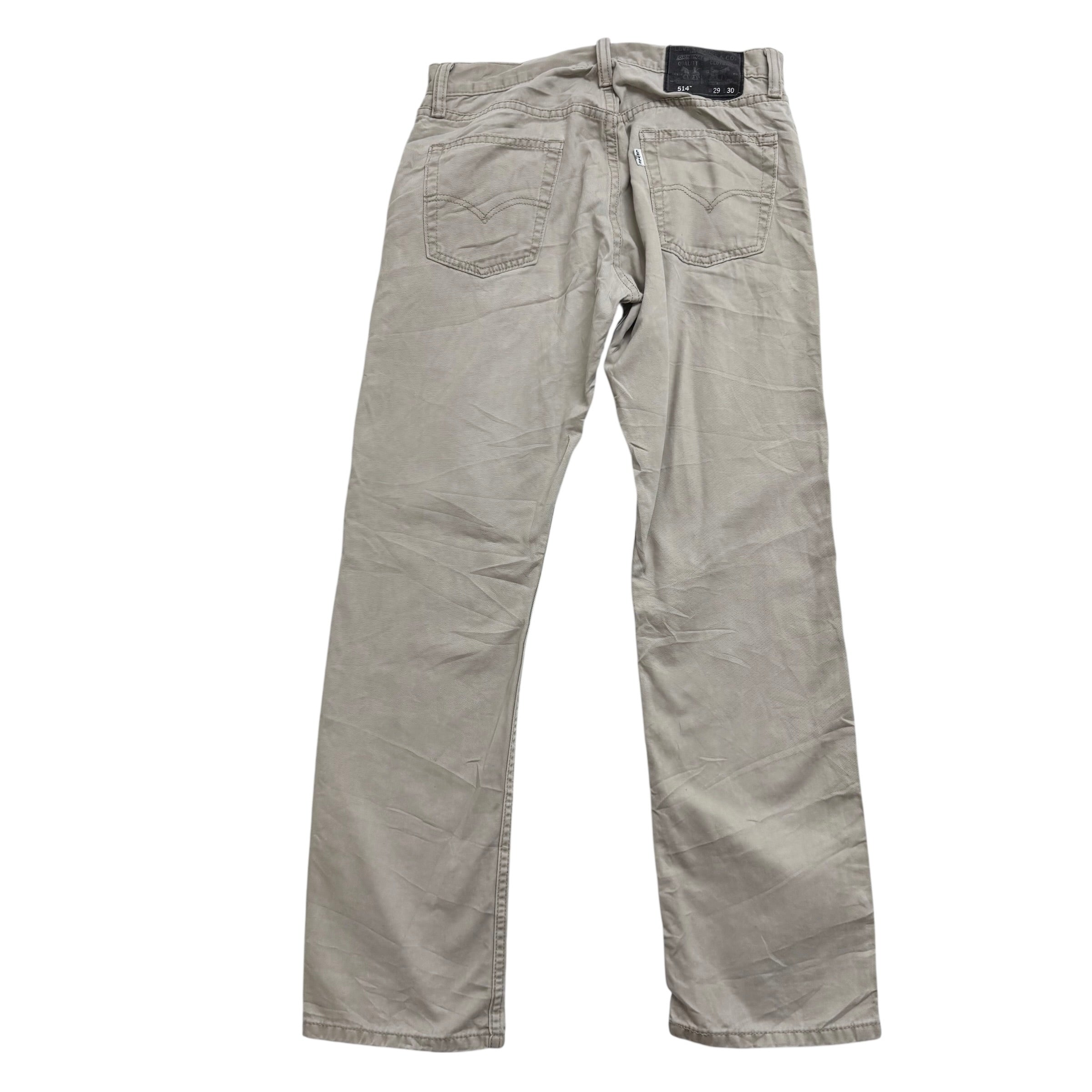 Levis 514 Trousers W29 L30 Mens Cream Regular Straight Fit Vintage Pants (E)