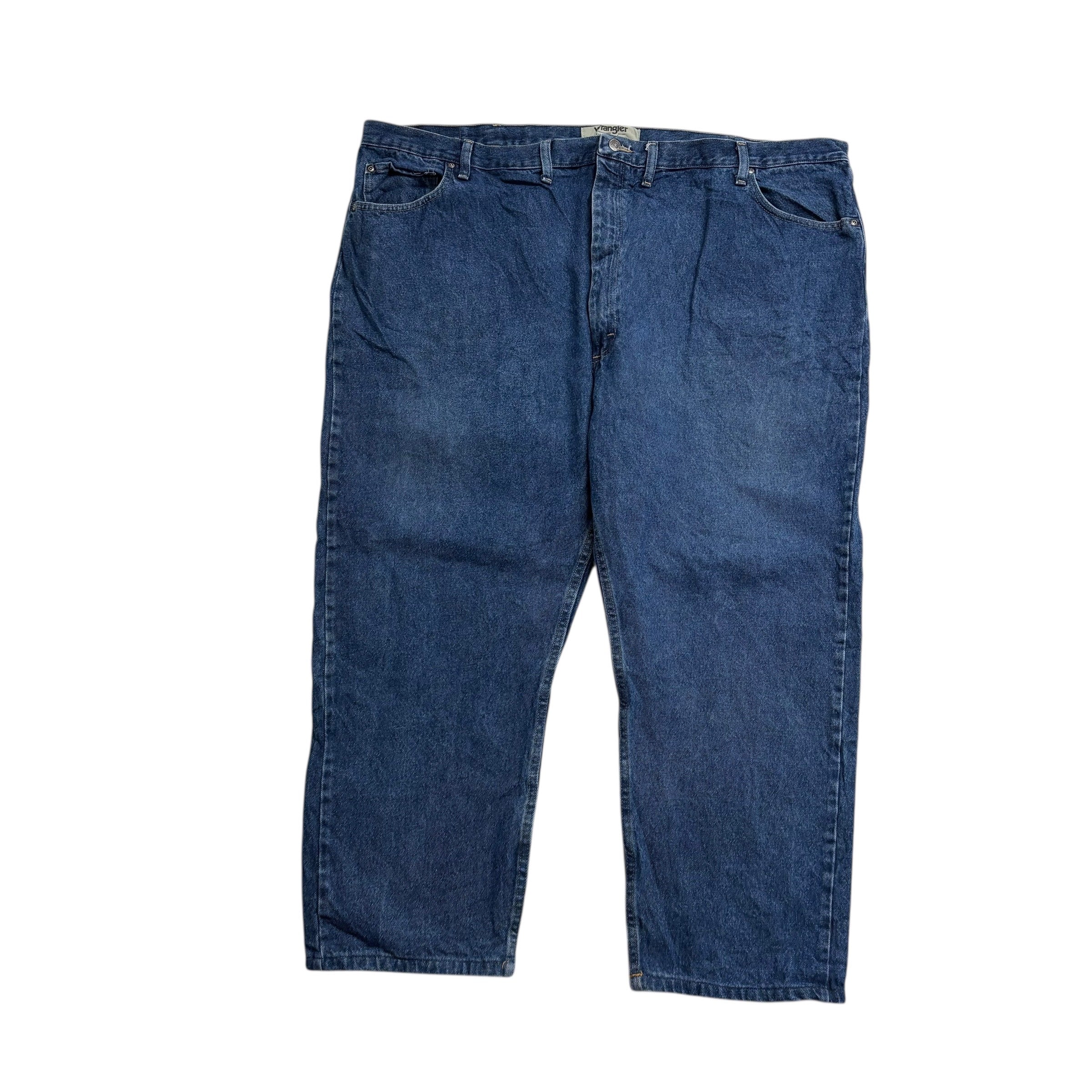 Wrangler Jeans W52 L28 Mens Mid Blue Relaxed Straight Fit Denim