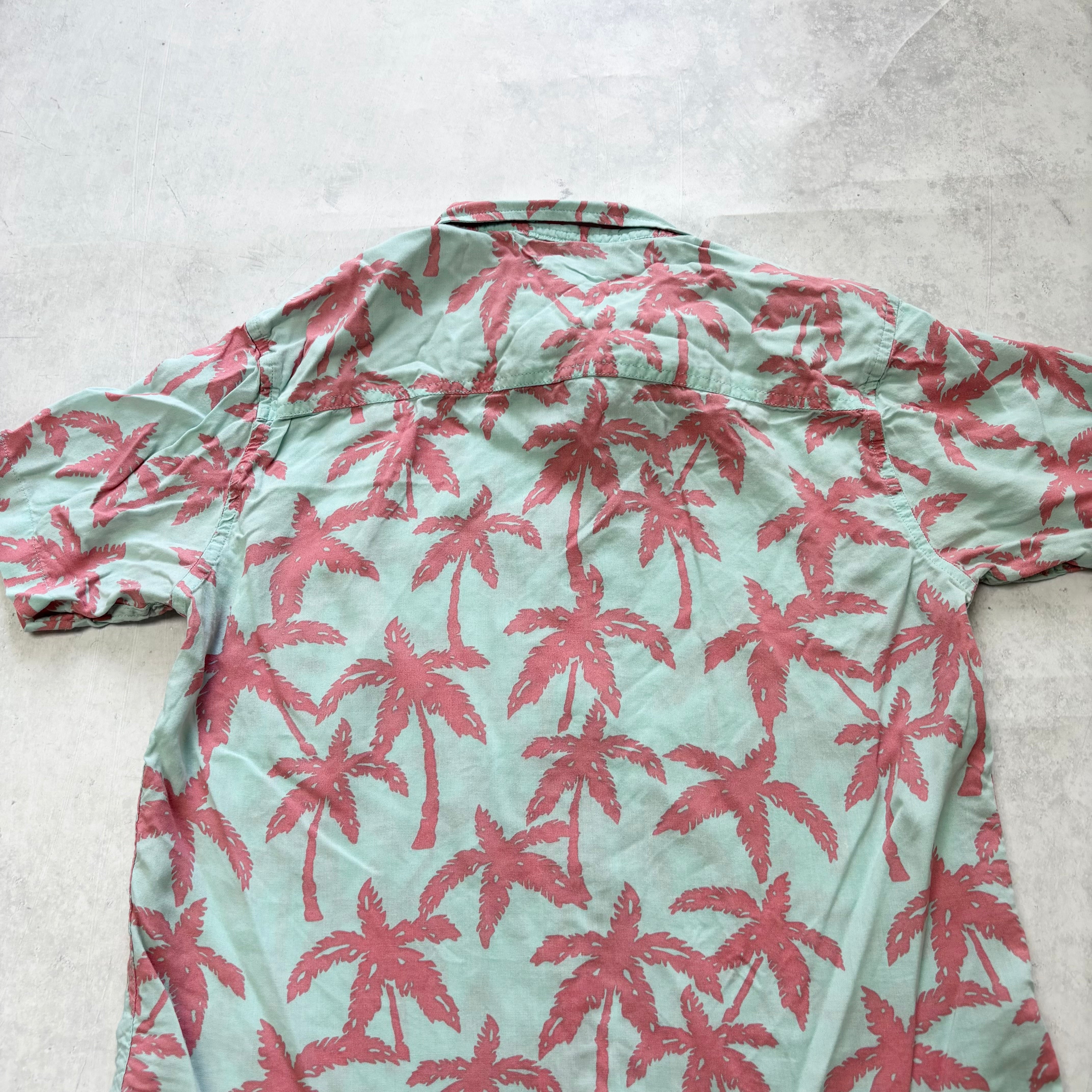 Hawaiian Shirt Mens Small Blue Floral Aloha Short Sleeve Rayon (E)