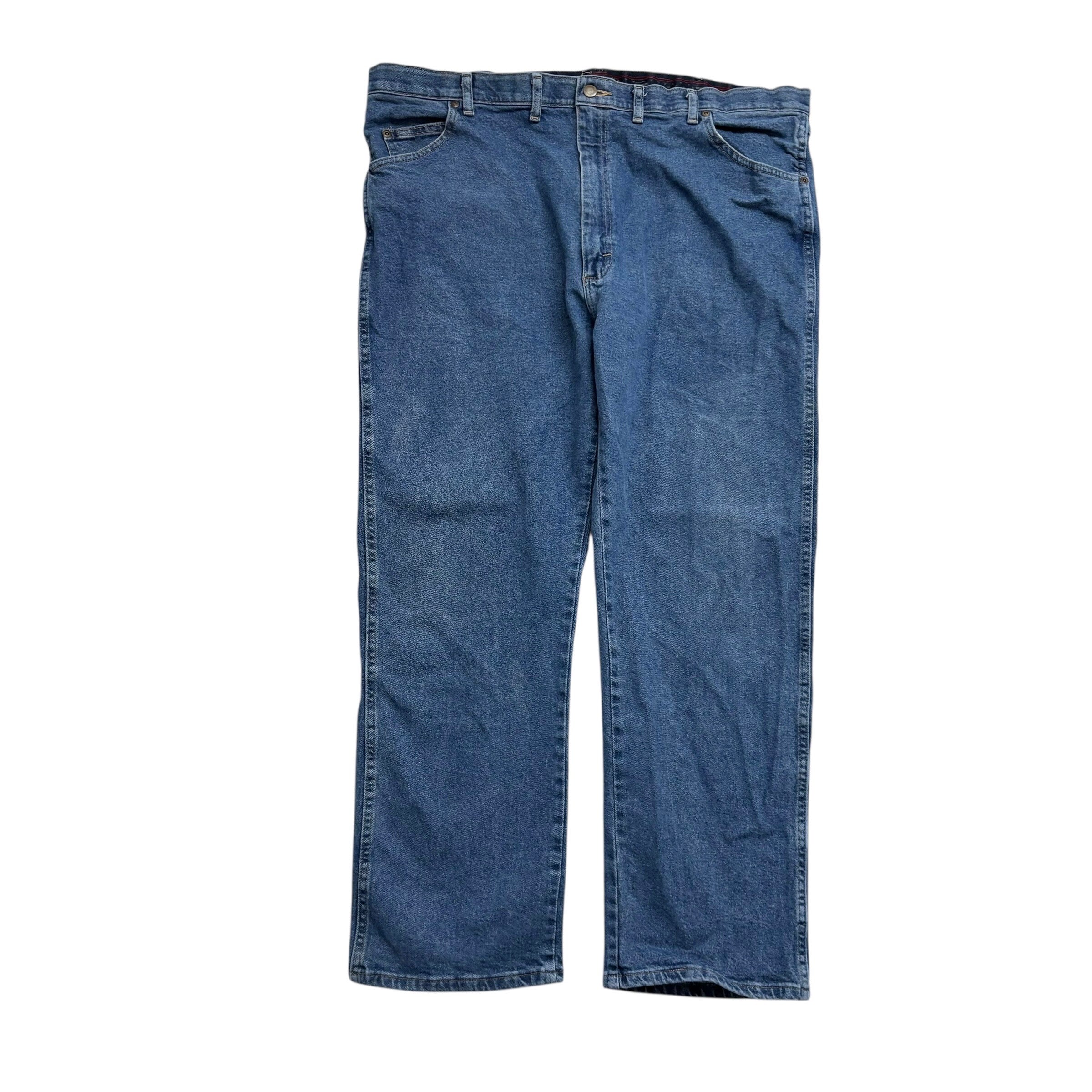 Wrangler Jeans W44 L30 Mens Mid Blue Regular Straight Fit Stretch Denim (E)
