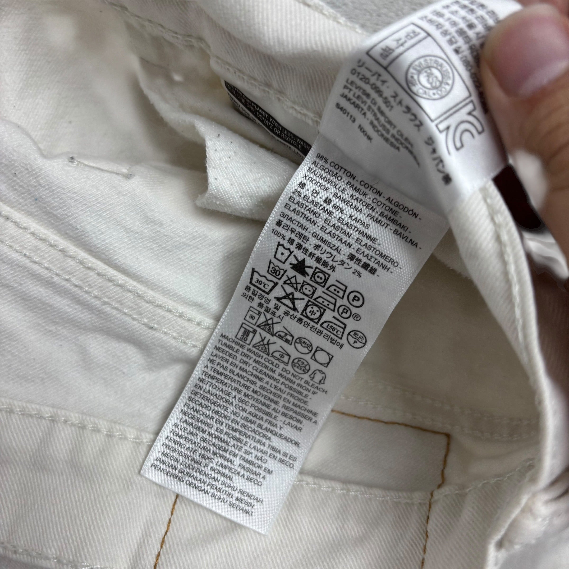 Levis 514 Jeans W36 L30 Mens White Regular Straight Fit Stretch Denim (F)