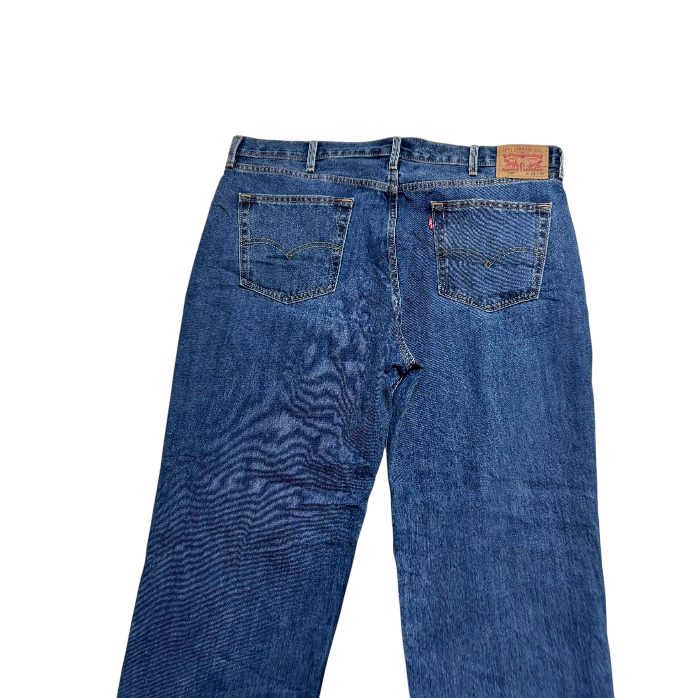 Levis 550 Jeans W42 L30 Mens Mid Blue Baggy Relaxed Straight Fit Denim (E)