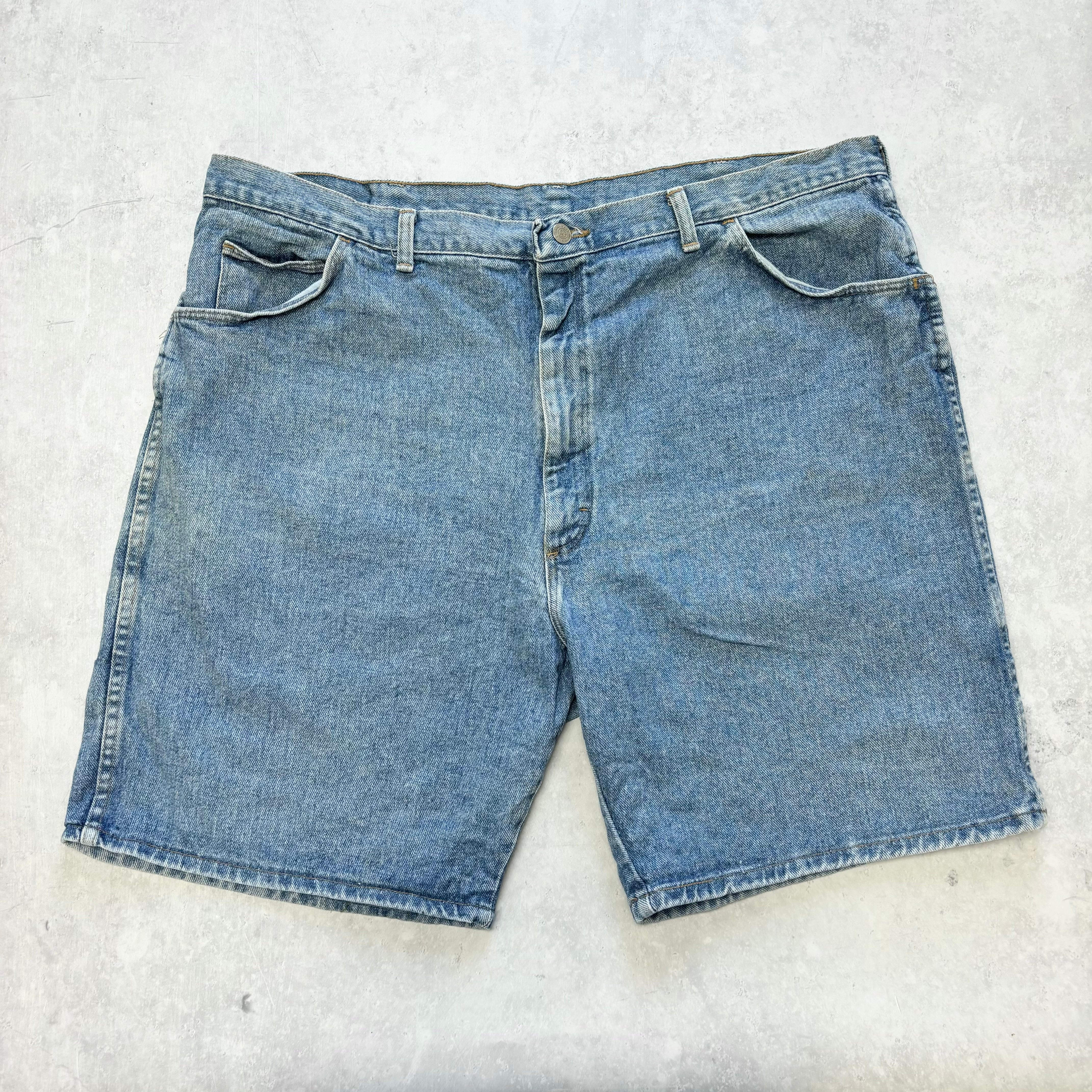 Vintage Wrangler Jorts W42 Mens Denim Shorts Mid Blue Baggy Relaxed Fit