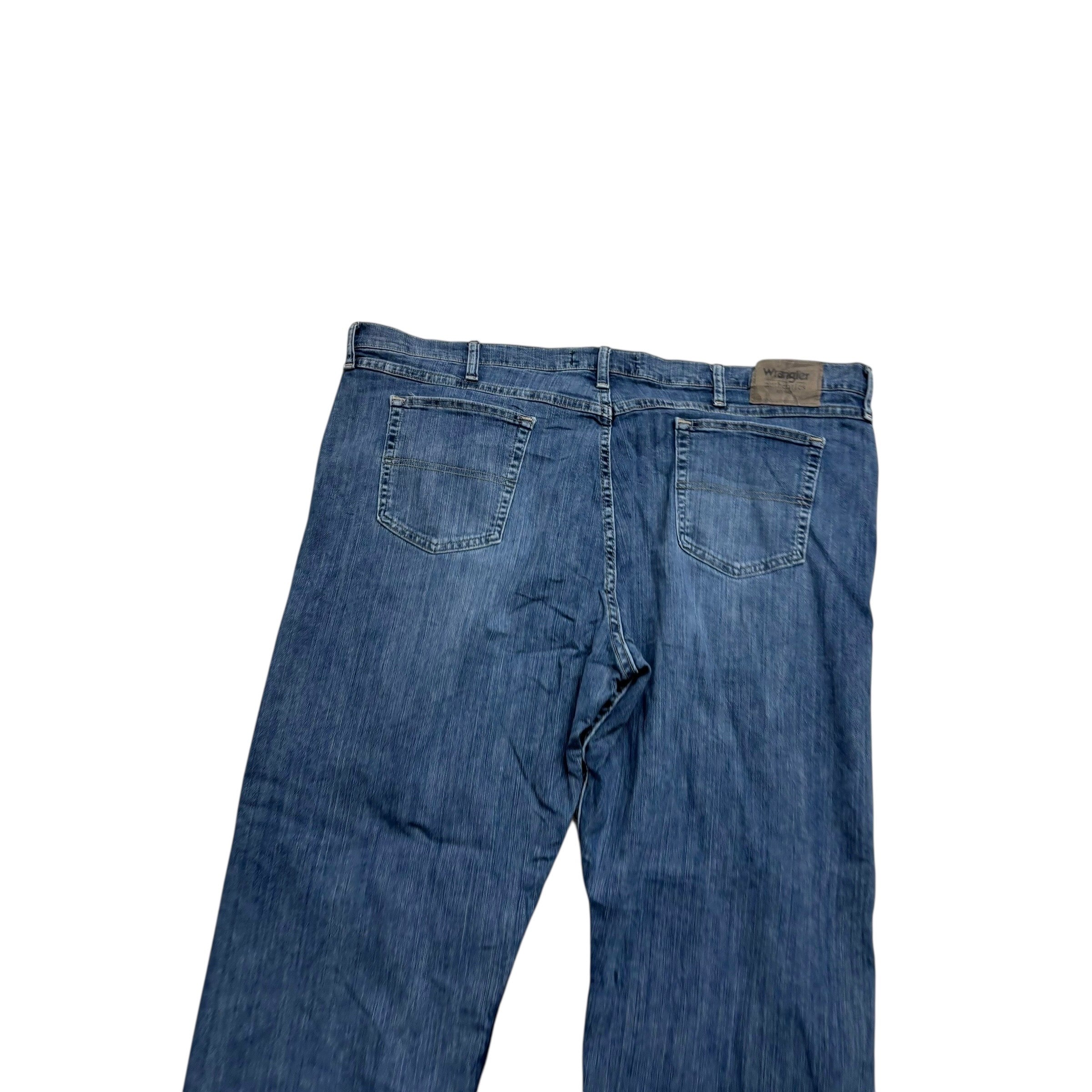 Wrangler Jeans W44 L32 Mens Mid Blue Relaxed Straight Fit Stretch Denim (E)