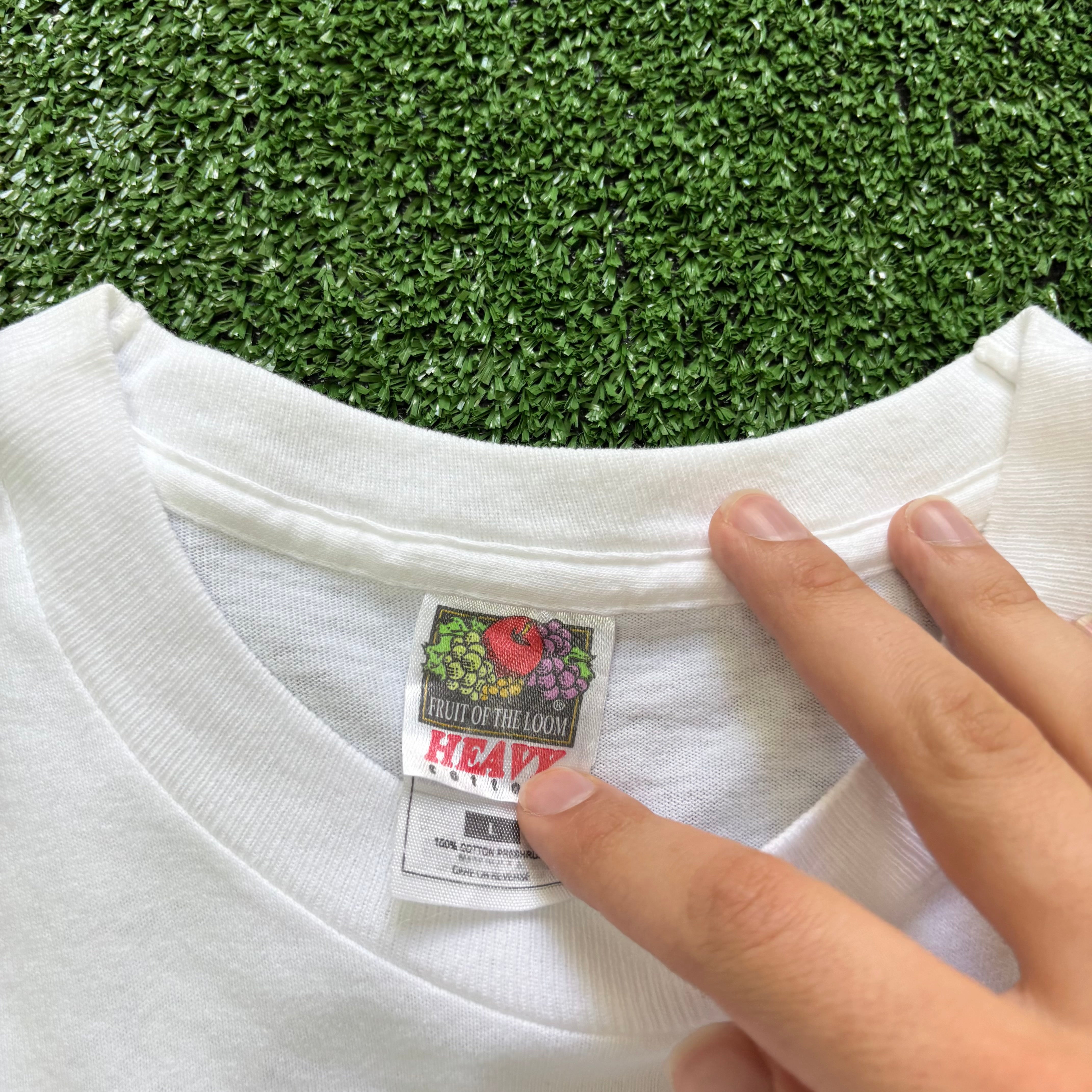 Vintage T Shirt Mens Large White Single Stitch Graphic Print 90s USA (E)