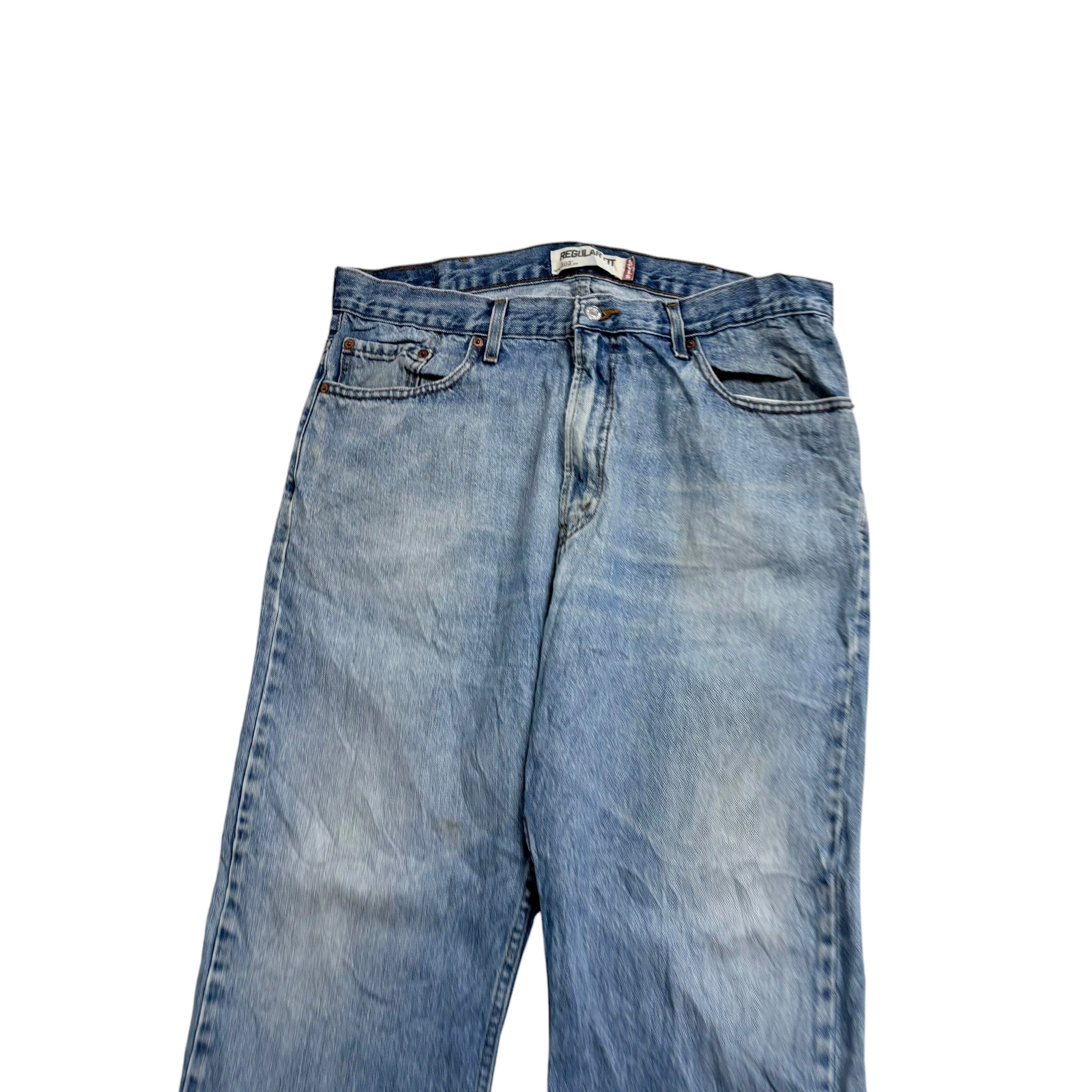 Levis 505 Jeans W38 L32 Mens Light Blue Regular Straight Fit Vintage Denim (F)