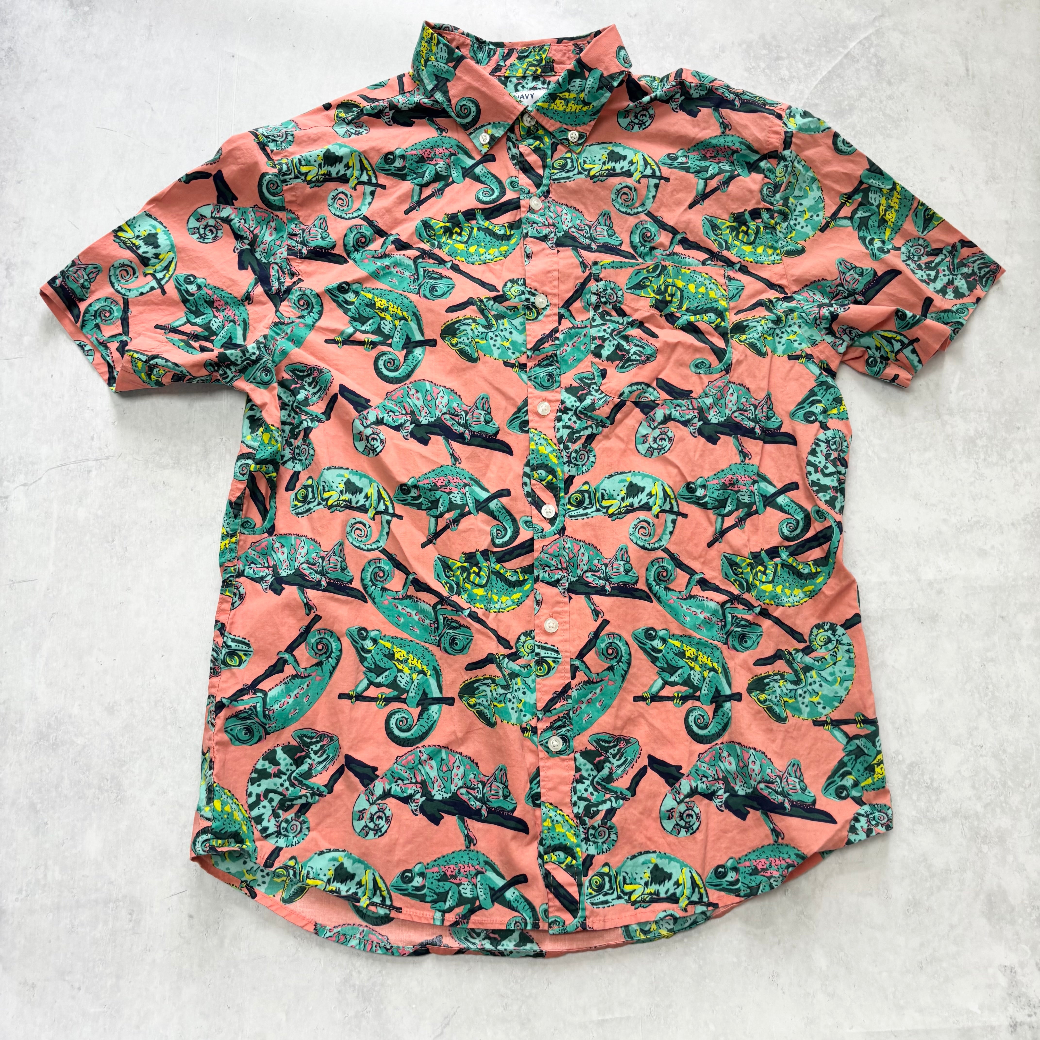 Hawaiian Shirt Mens Large Pink Floral Aloha Short Sleeve Cotton Slim Fit (E)