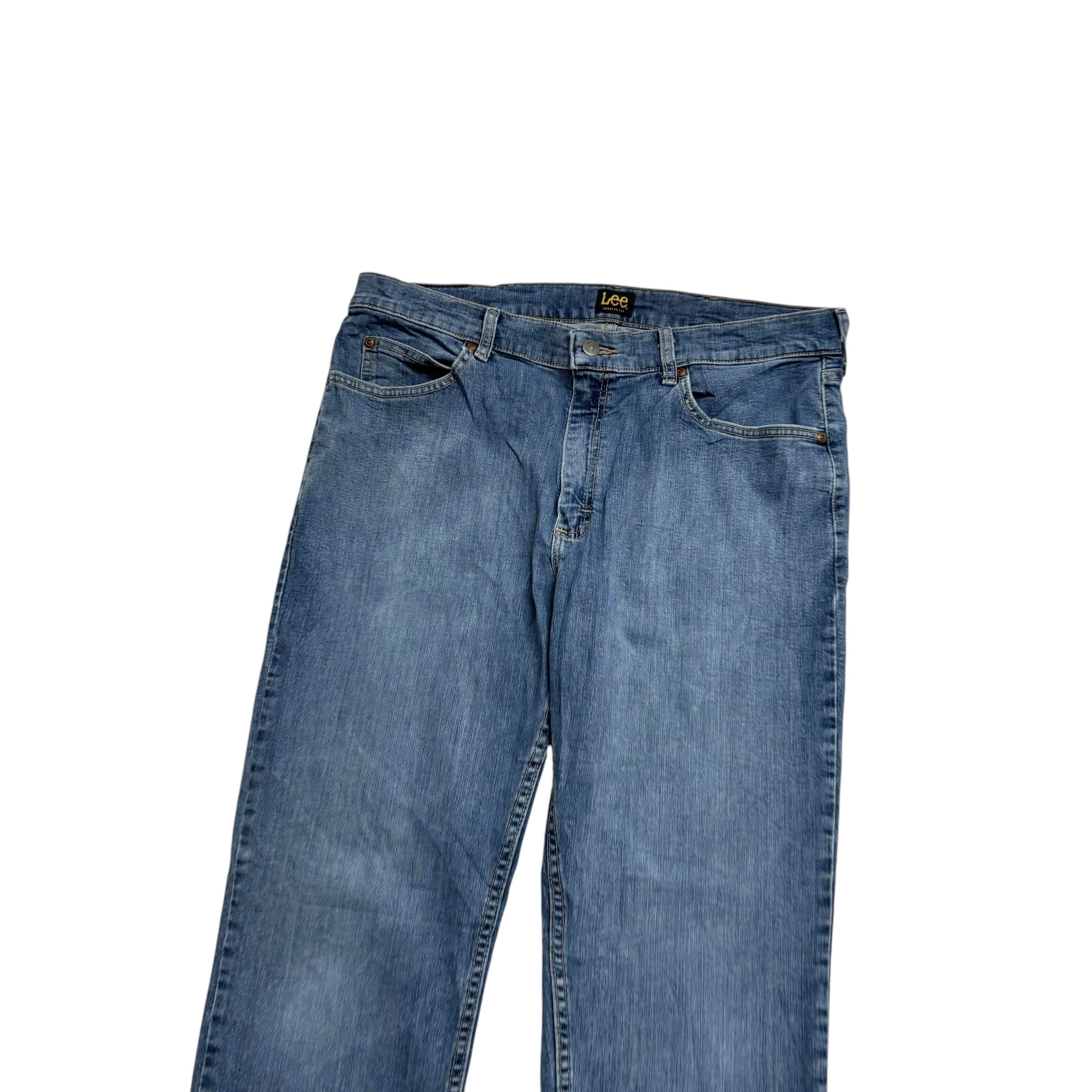 Lee Jeans W35 L32 Mens Mid Blue Regular Straight Fit Stretch Denim (E)