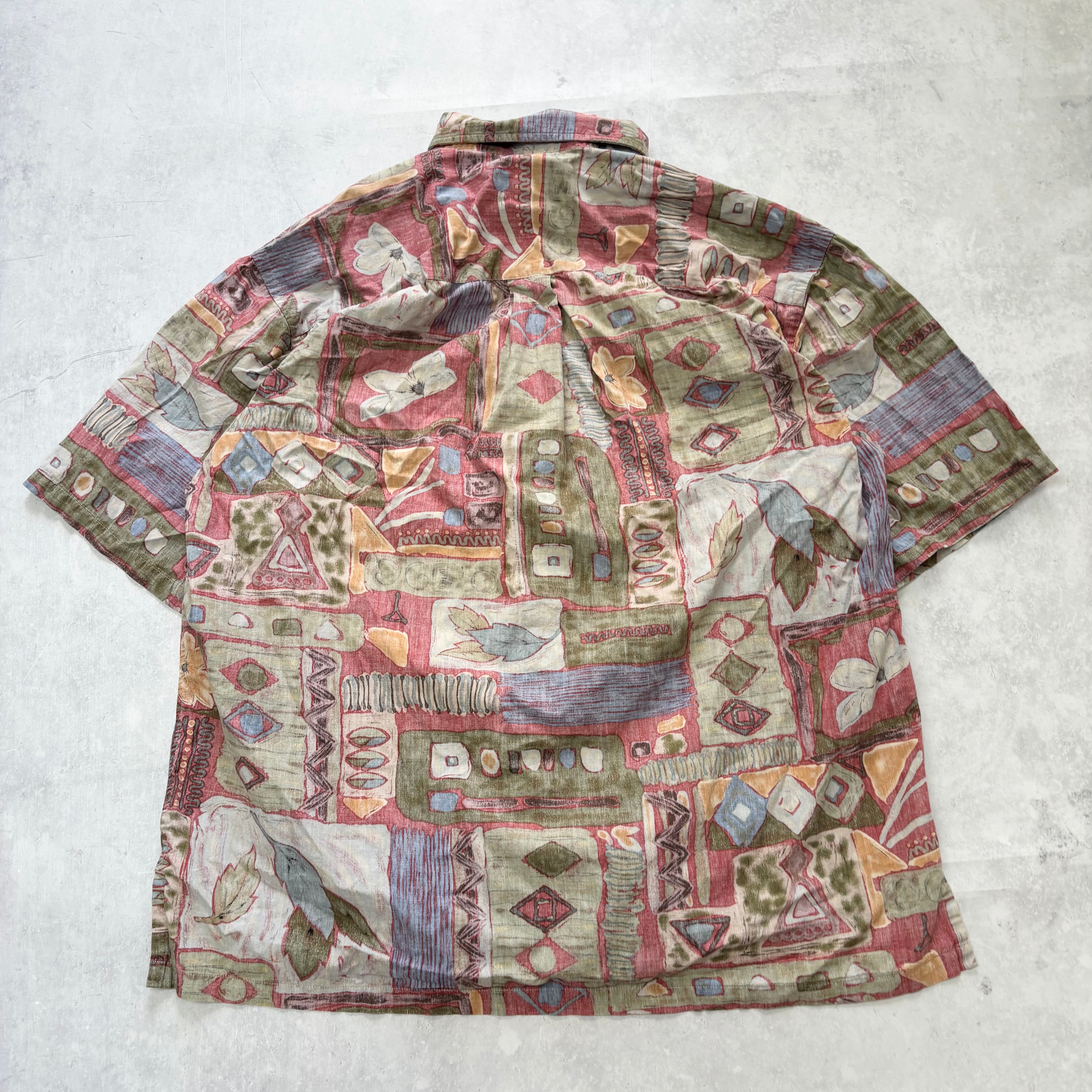 Vintage Hawaiian Shirt Mens Large Floral Aloha Short Sleeve Cotton (E)