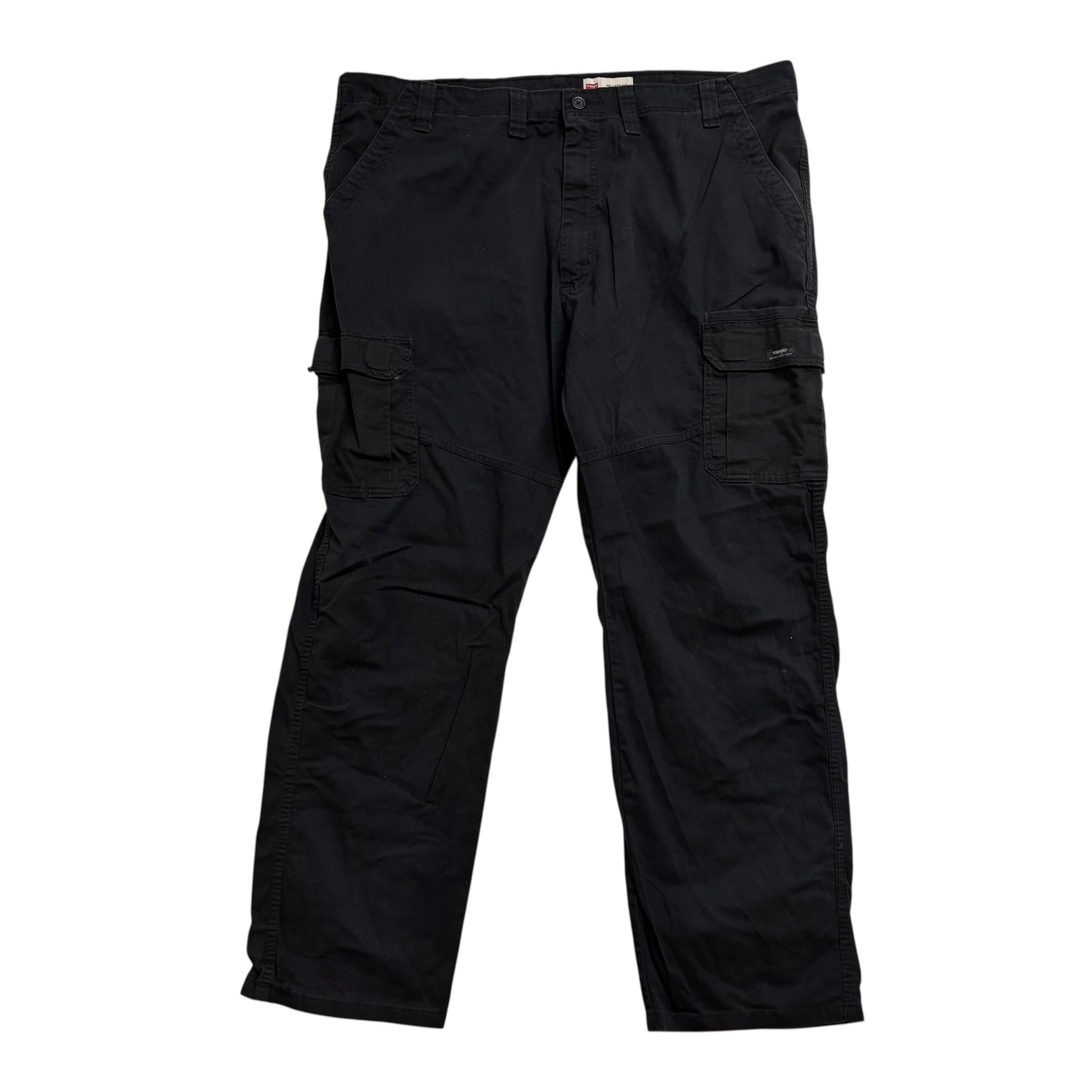 Wrangler Cargo Pants W44 L32 Mens Black Relaxed Straight Fit Trousers (E)