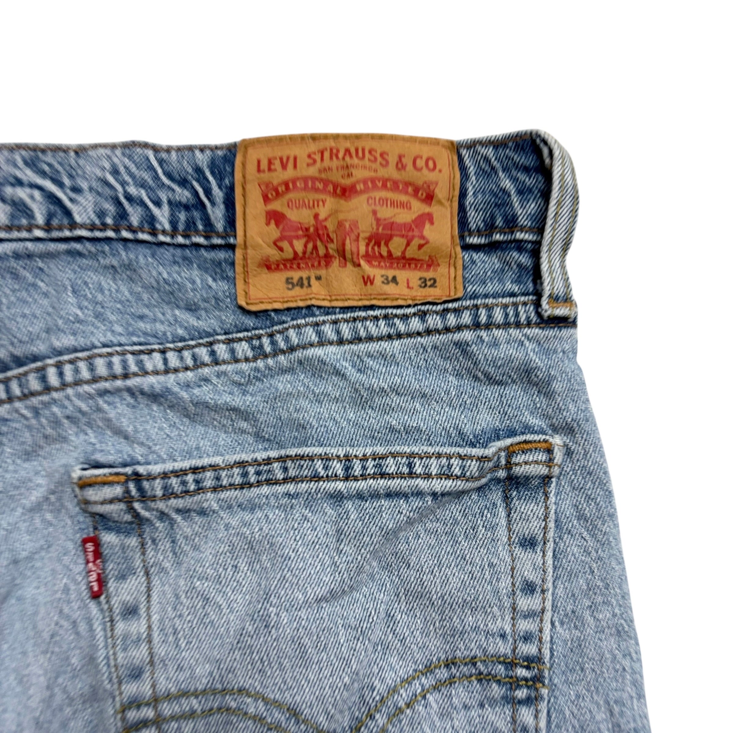 Levis 541 Jeans W34 L32 Mens Light Blue Athletic Tapered Fit Stretch Denim (E)