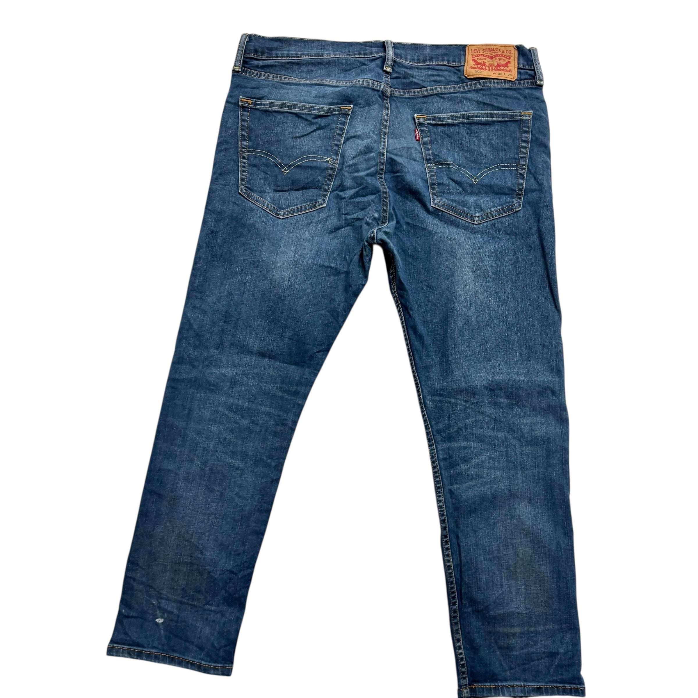 Levis 502 Jeans W36 L27 Mens Dark Blue Regular Tapered Fit Stretch Denim