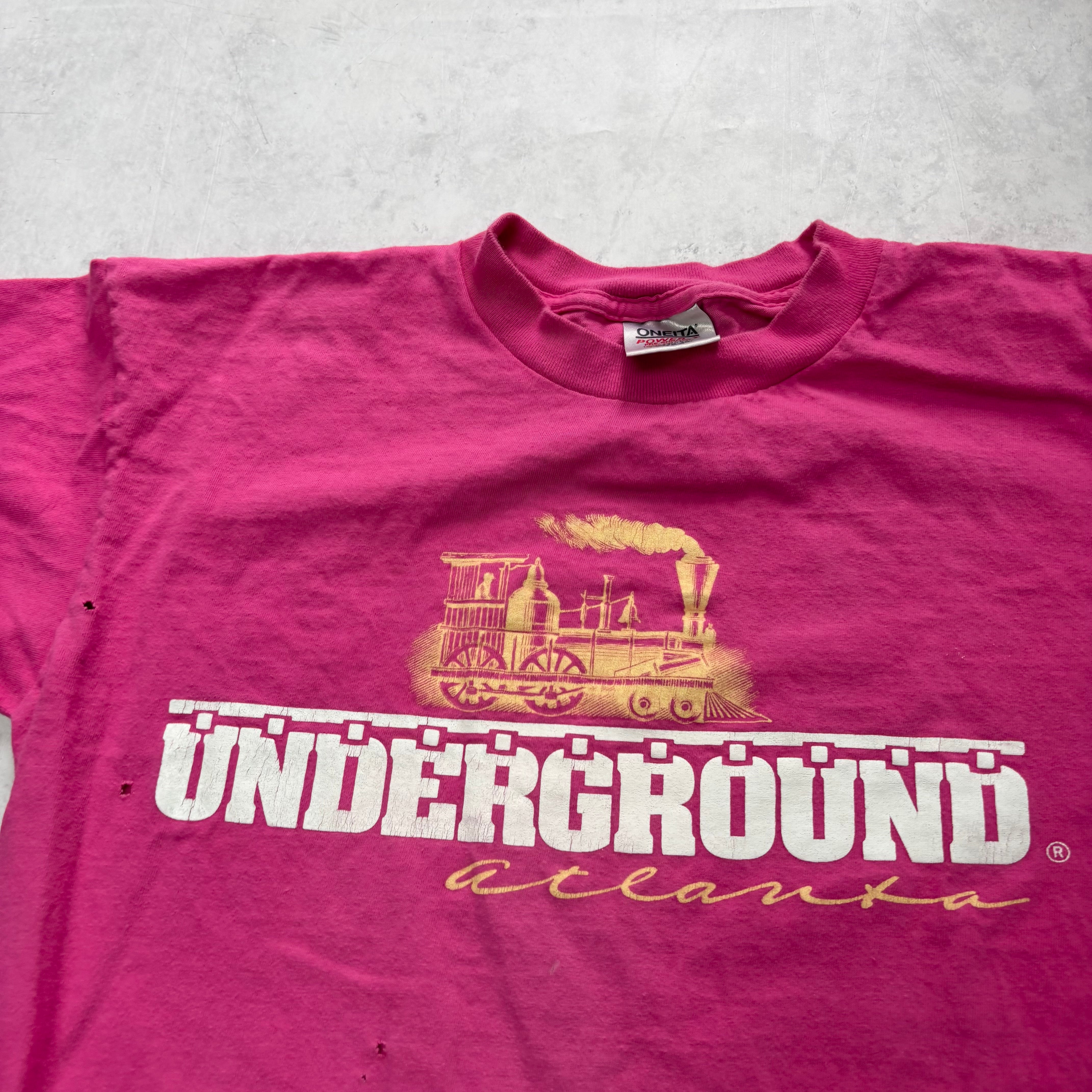 Vintage T Shirt Mens Large Pink Single Stitch Graphic Print 90s USA (F)