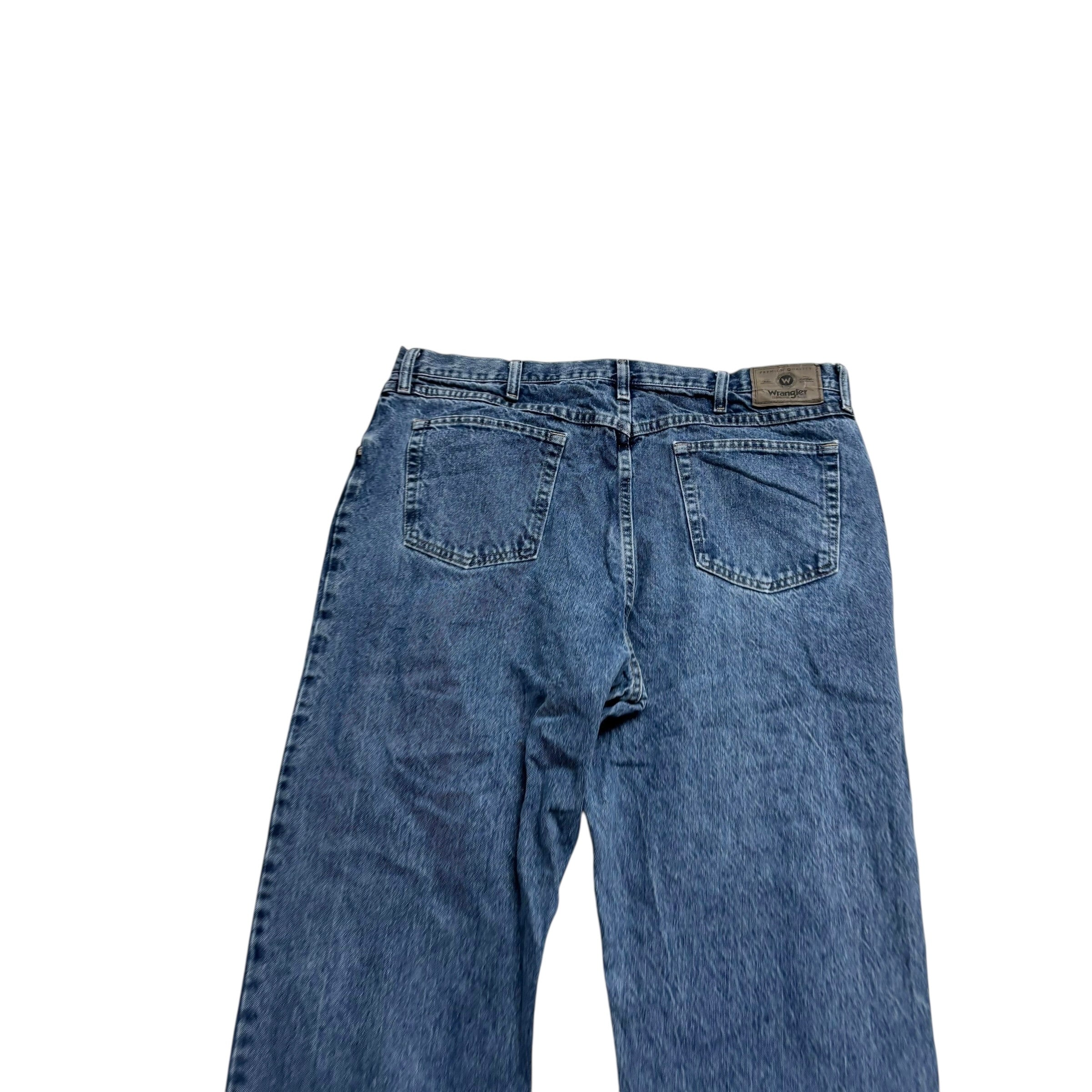 Wrangler Jeans W40 L32 Mens Mid Blue Relaxed Straight Fit Baggy Denim (E)