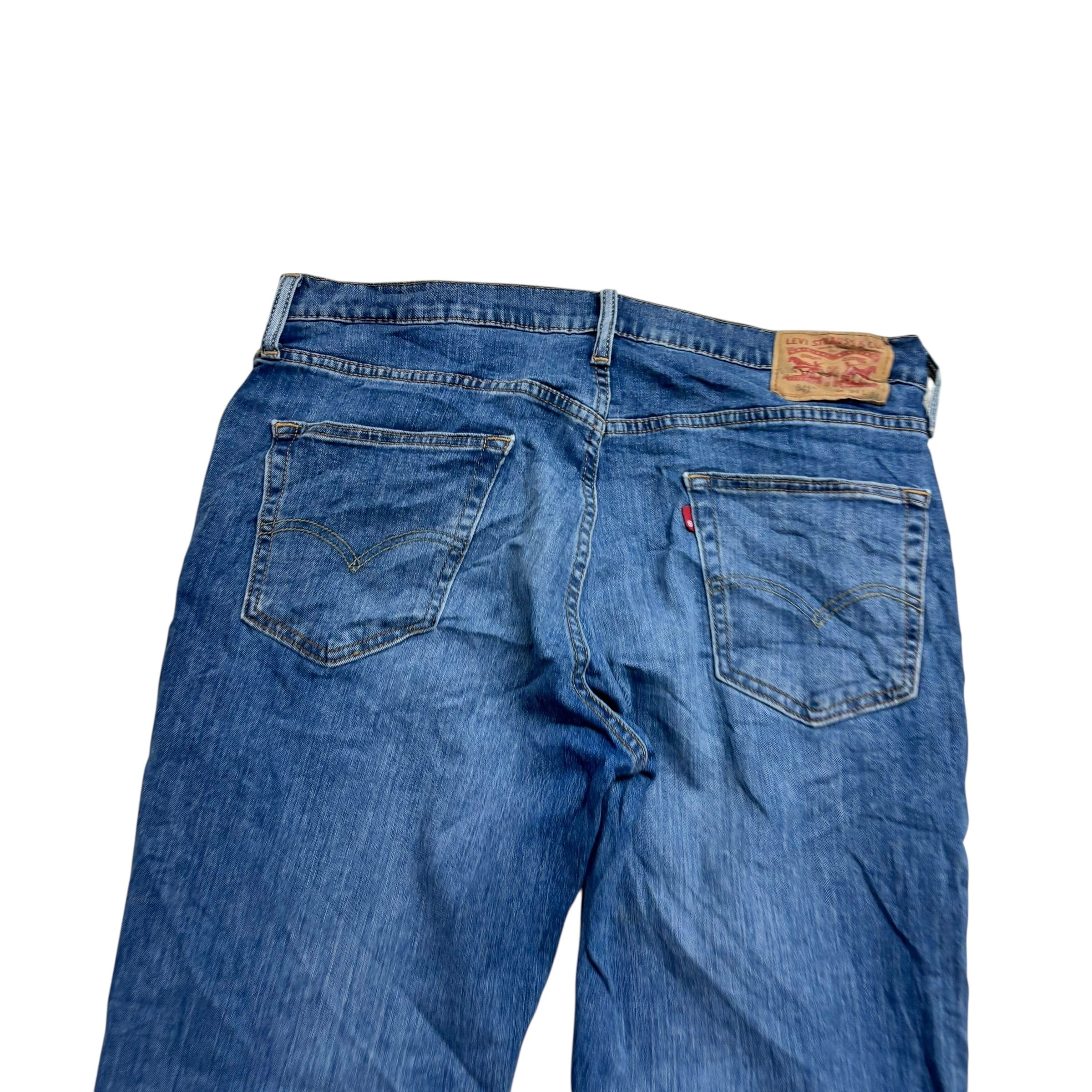 Levis 541 Jeans W34 L34 Mens Mid Blue Athletic Tapered Fit Stretch Denim (E)