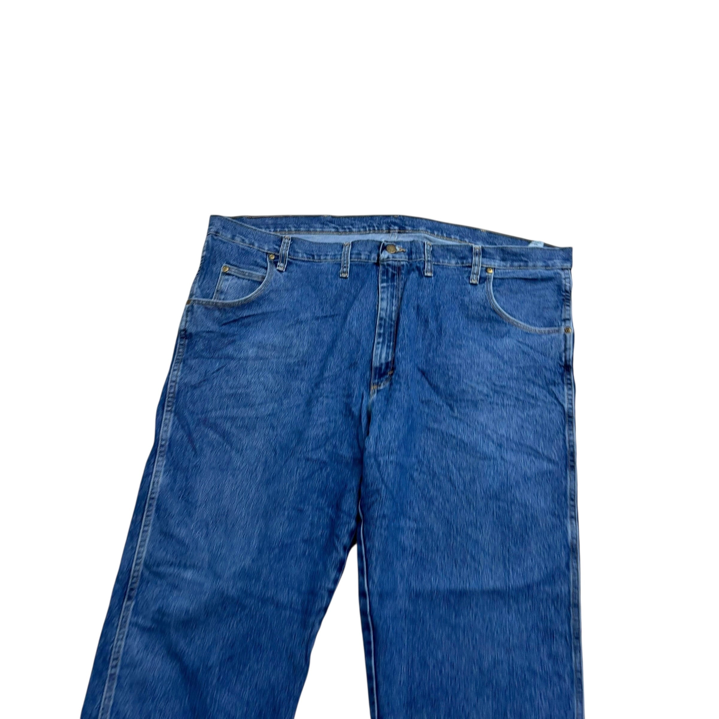Wrangler Jeans W46 L34 Mens Mid Blue Regular Straight Fit Stretch Denim
