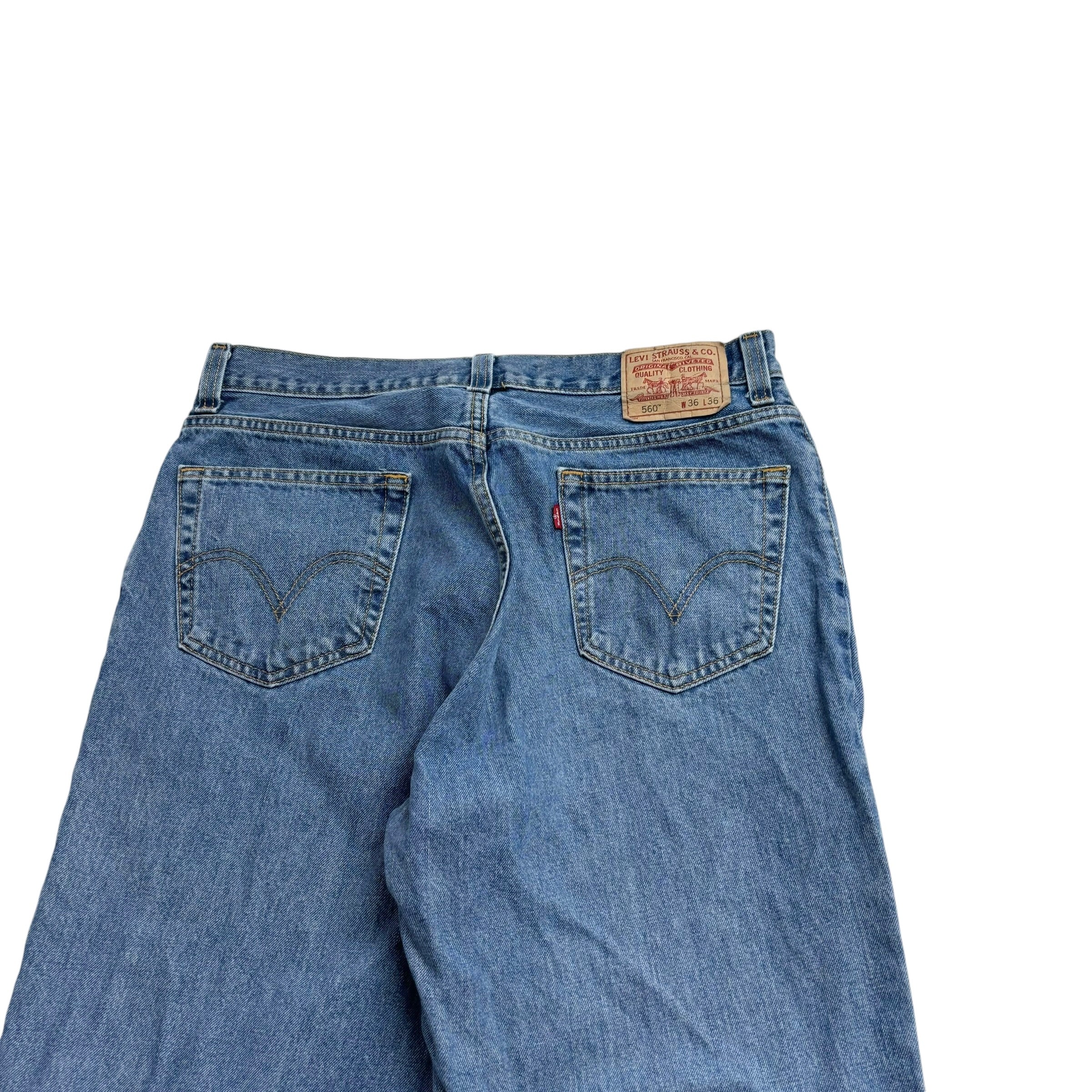 Levis 560 Jeans W36 L36 Mens Mid Blue Baggy Relaxed Comfort Fit Vintage Denim