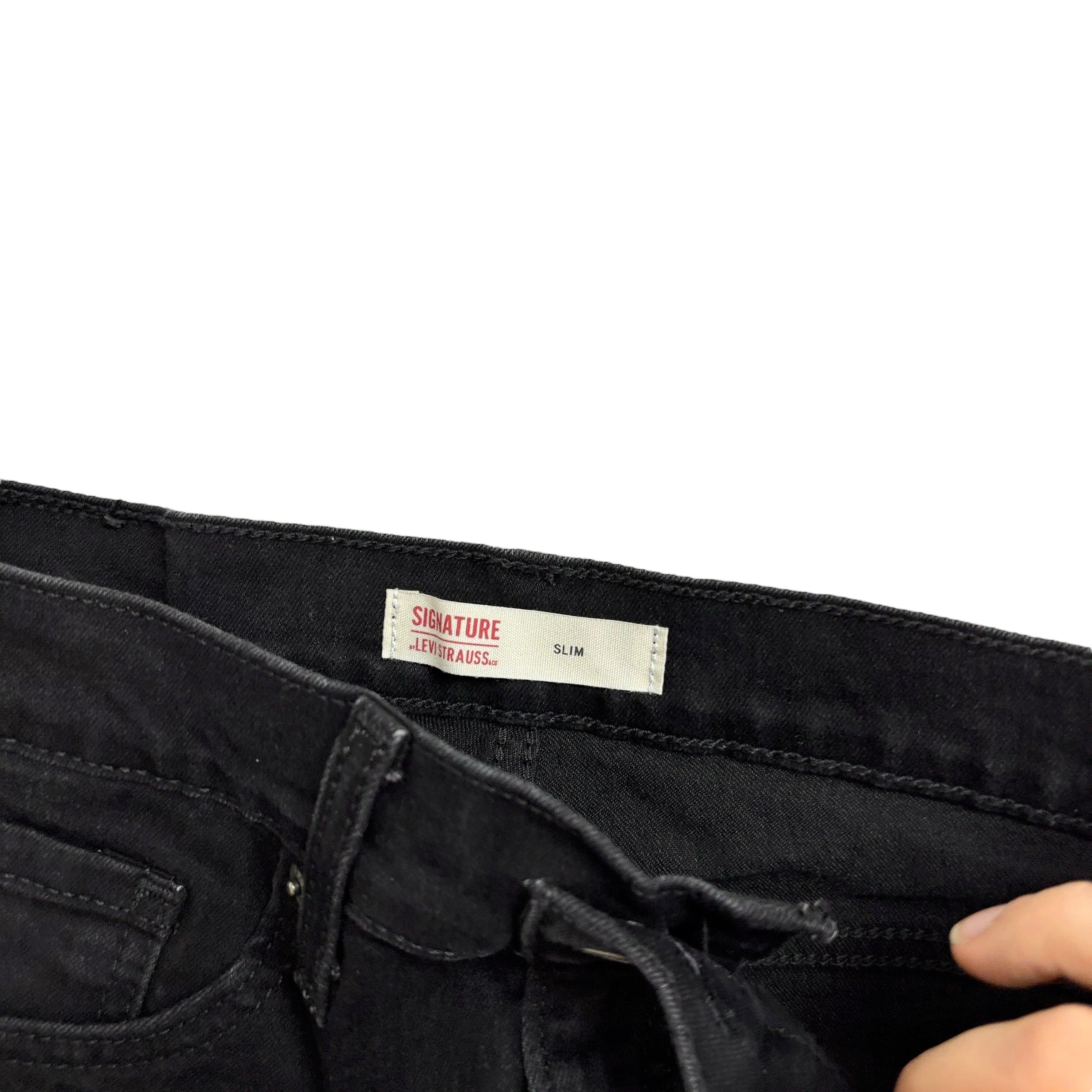 Levis Signature Jeans W28 L30 Mens Black Slim Fit Stretch Denim (E)