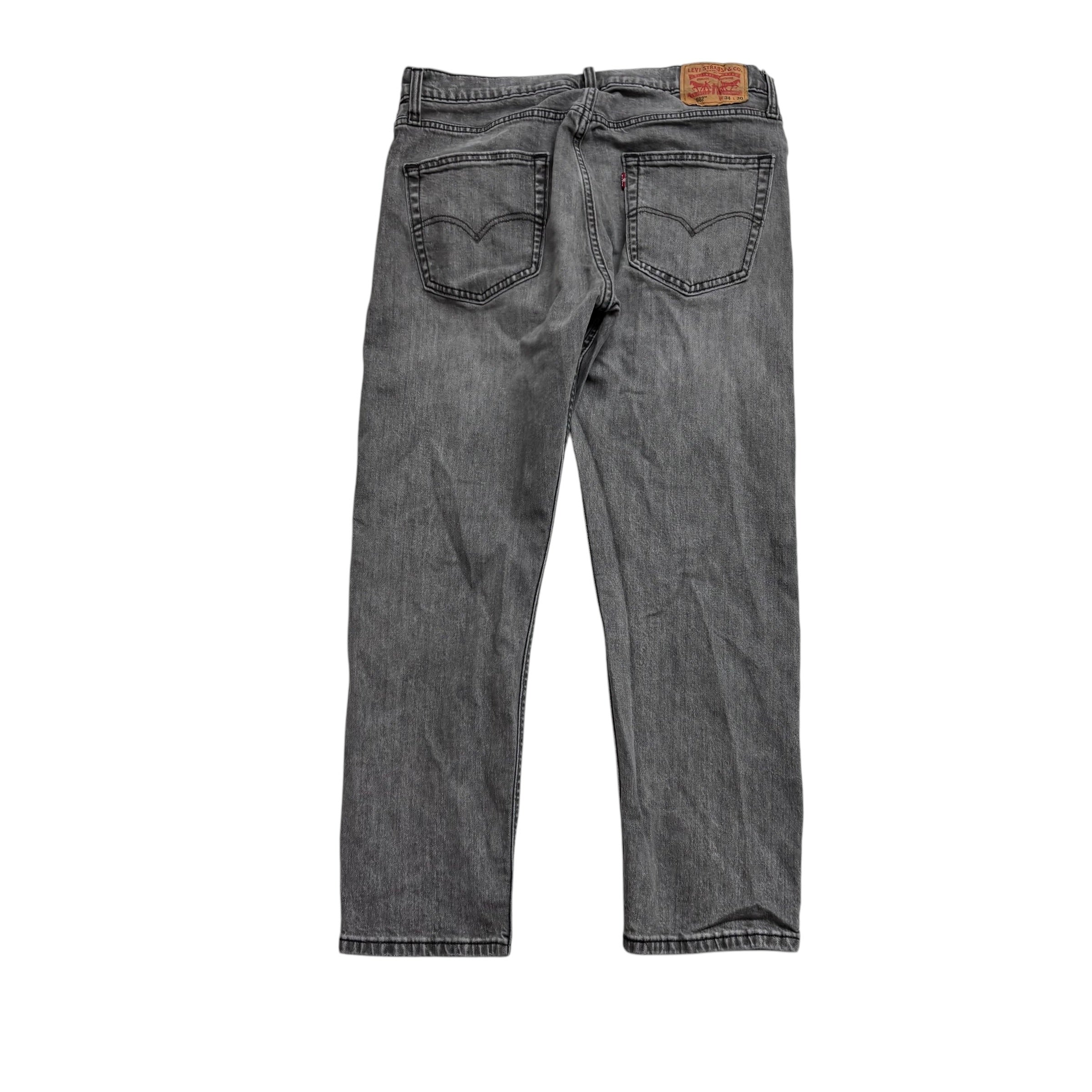 Levis 502 Jeans W34 L29 Mens Grey Regular Tapered Fit Stretch Denim