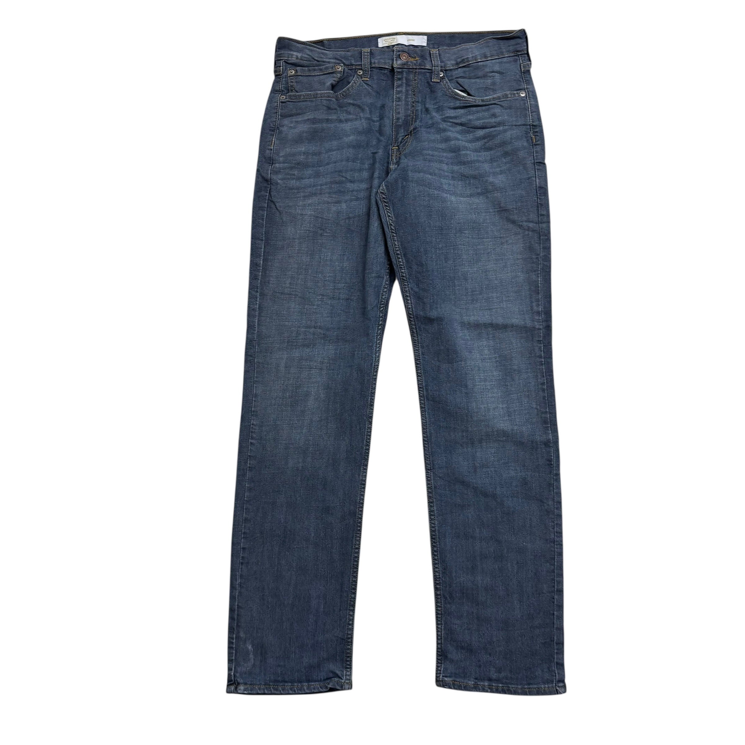 Levis Signature Jeans W34 L34 Mens Dark Blue Regular Straight Stretch Denim (E)