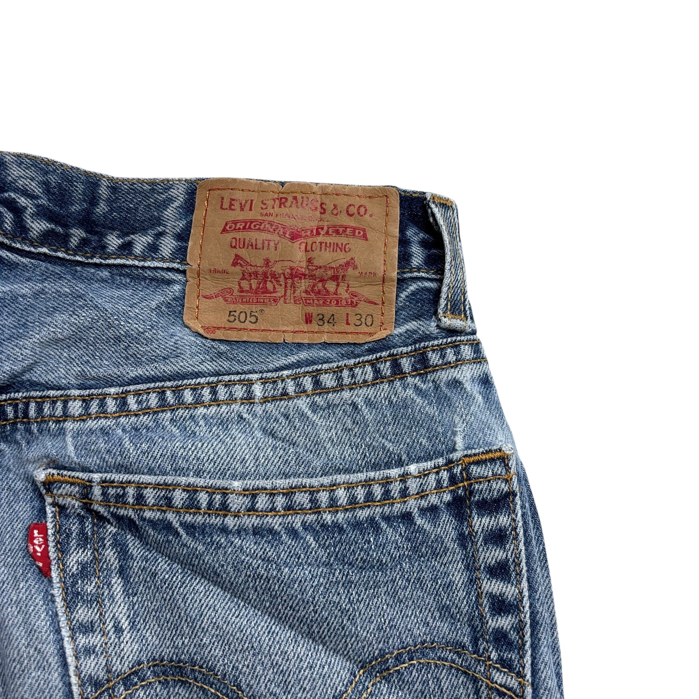 Levis 505 Jeans W32 L30 Mens Mid Blue Regular Straight Fit Vintage USA Made (F)