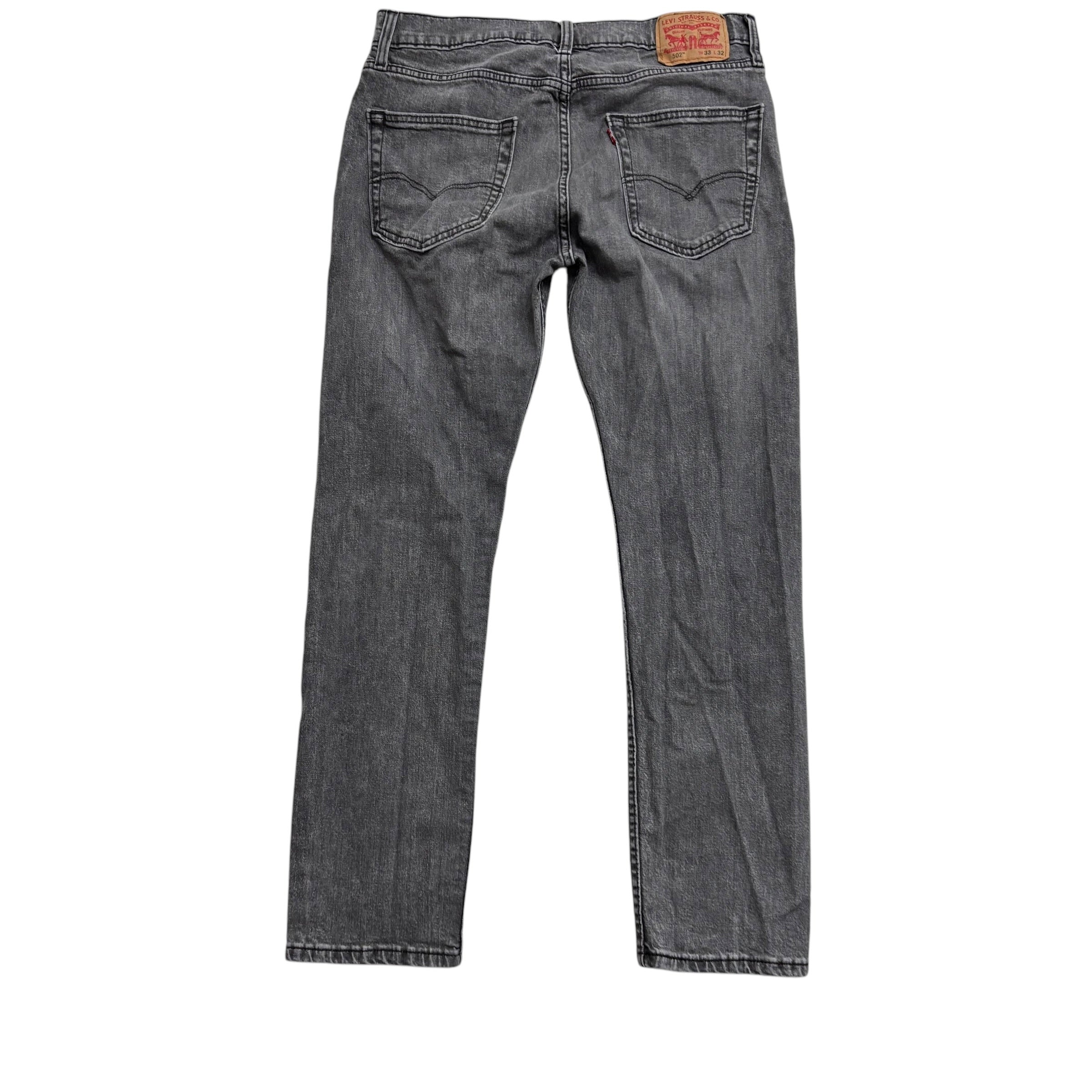 Levis 502 Jeans W32 L30 Mens Grey Regular Taper Fit Stretch Denim (E)