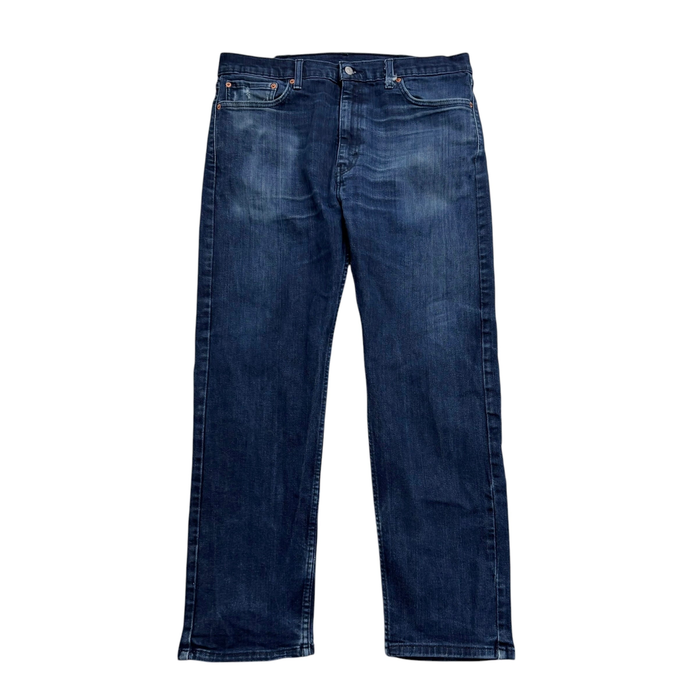 Levis 505 Jeans W38 L30 Mens Navy Blue Regular Straight Fit Stretch Denim (F)