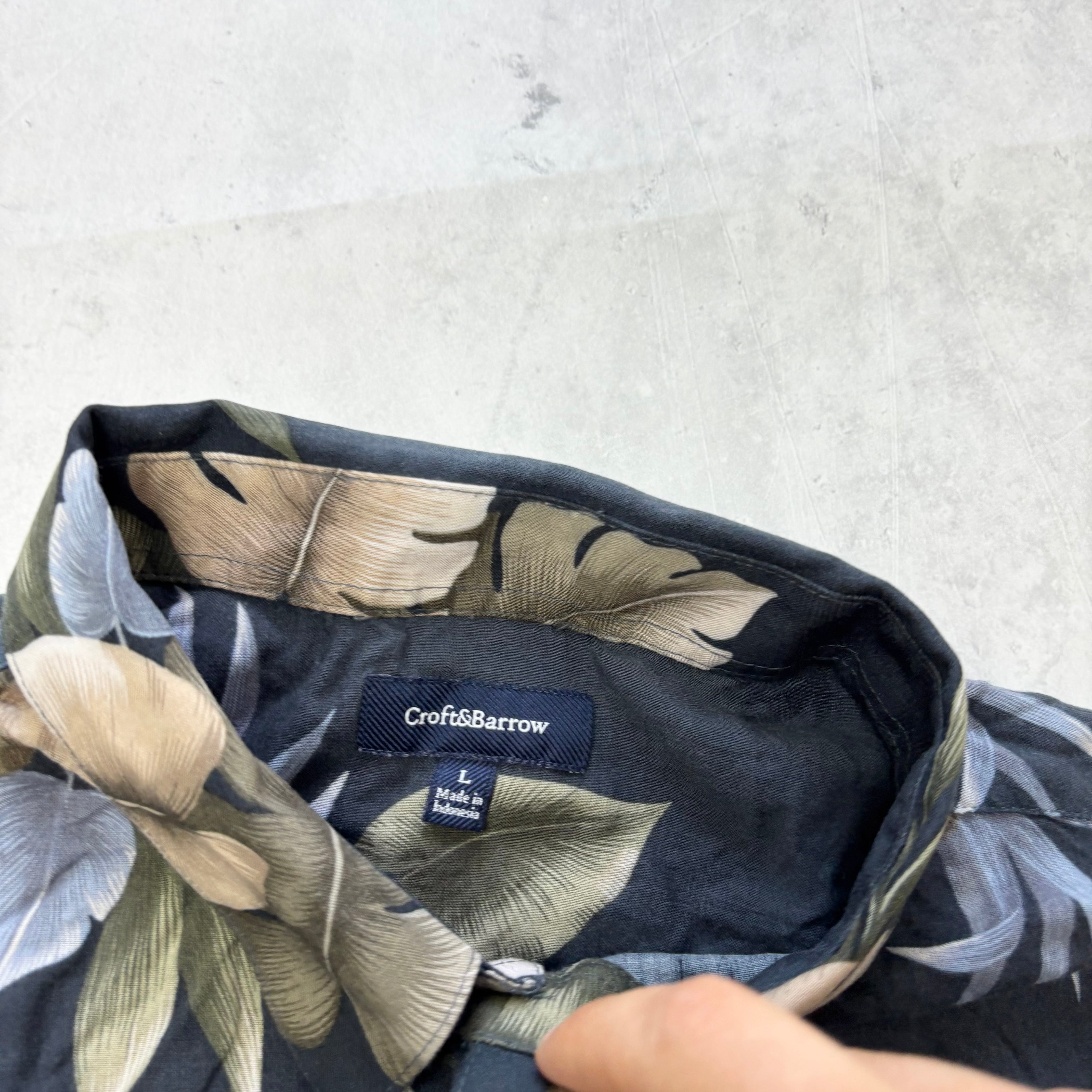 Hawaiian Shirt Mens Large Blue Floral Aloha Short Sleeve Rayon (E)