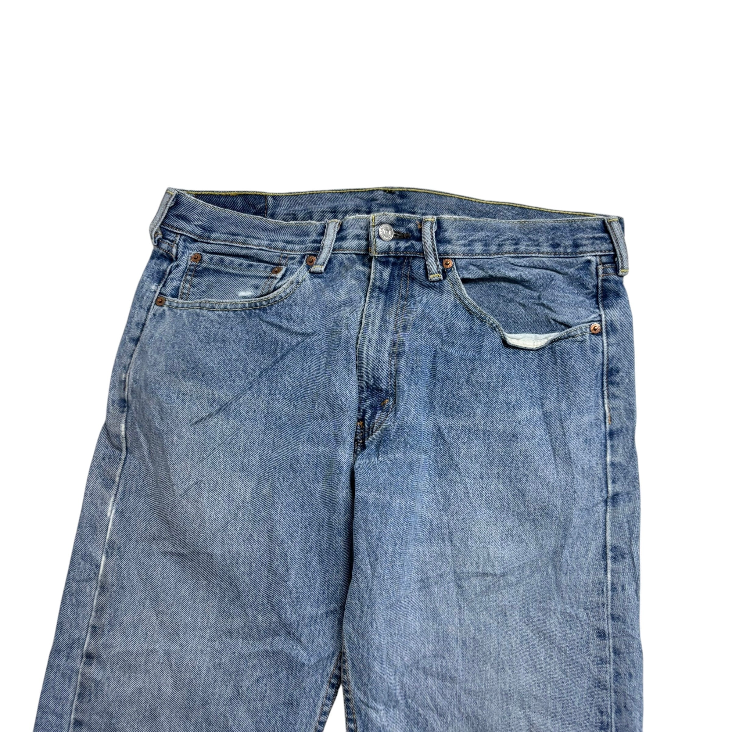 Levis 505 Jeans W34 L32 Mens Light Blue Regular Straight Fit Denim (F)
